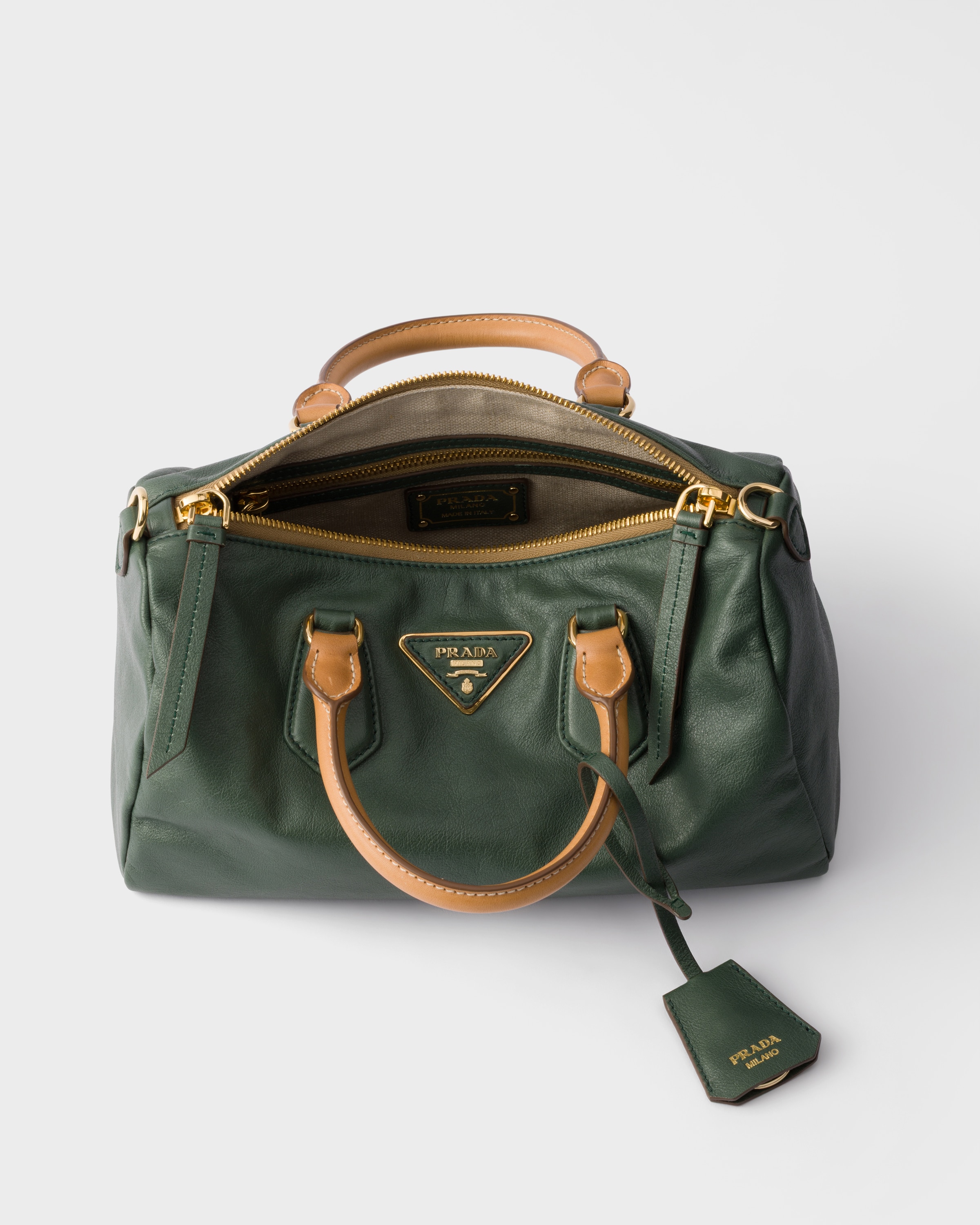 Sage Green Prada Evasion small leather top-handle bag | PRADA - Turkey