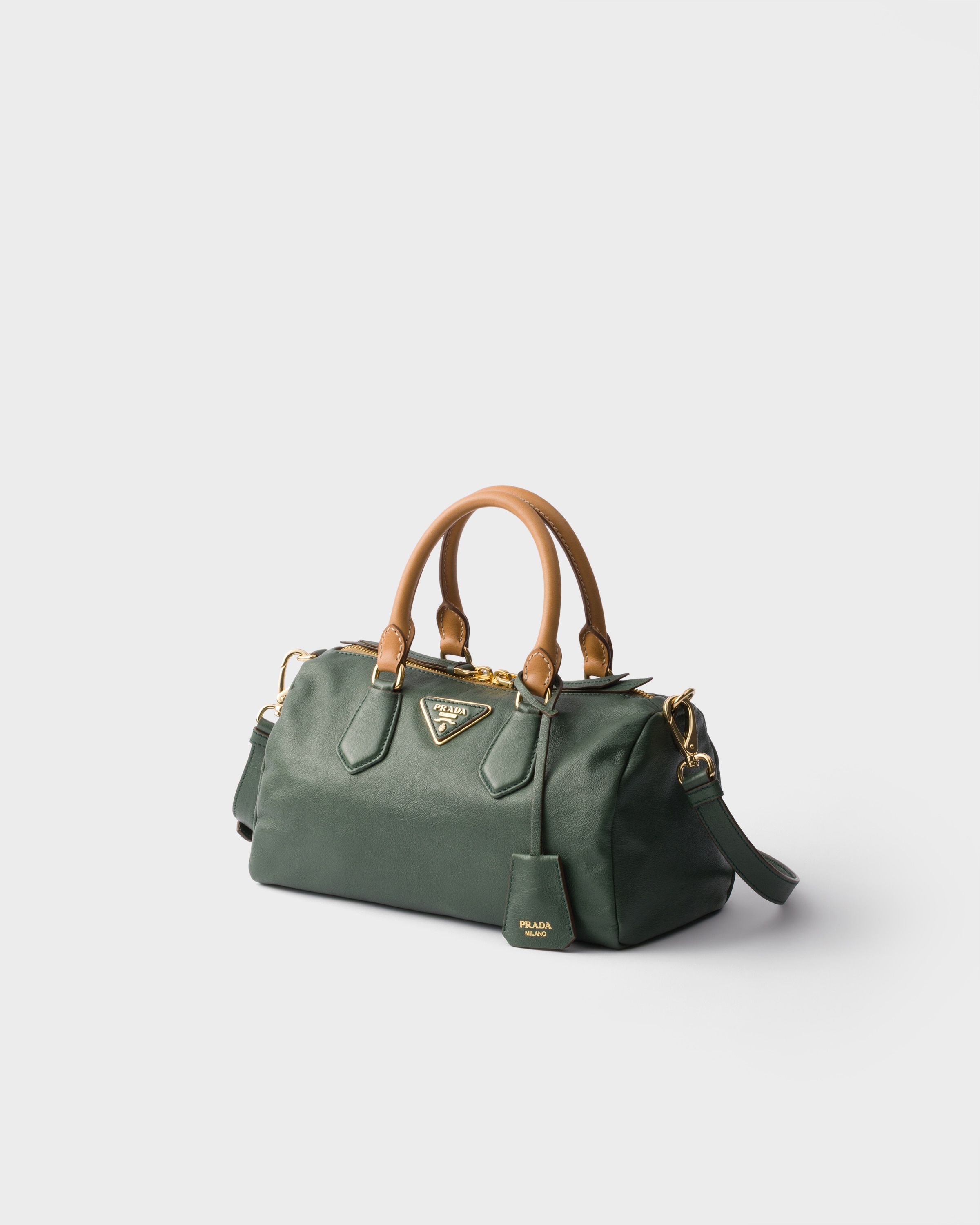 Sage Green Prada Evasion small leather top-handle bag | PRADA