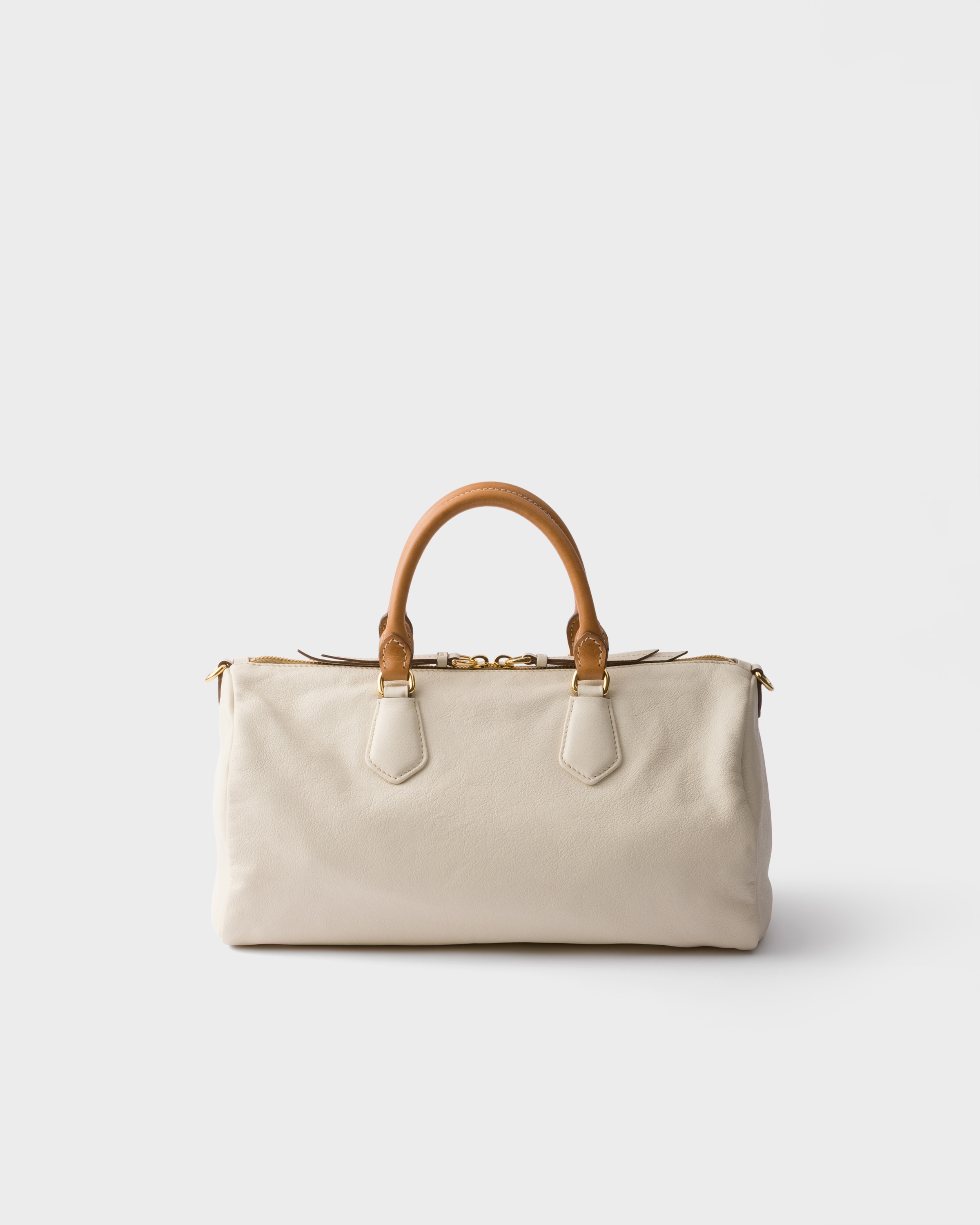 ホワイト ラージ レザー トップハンドルバッグ | PRADA - 日本