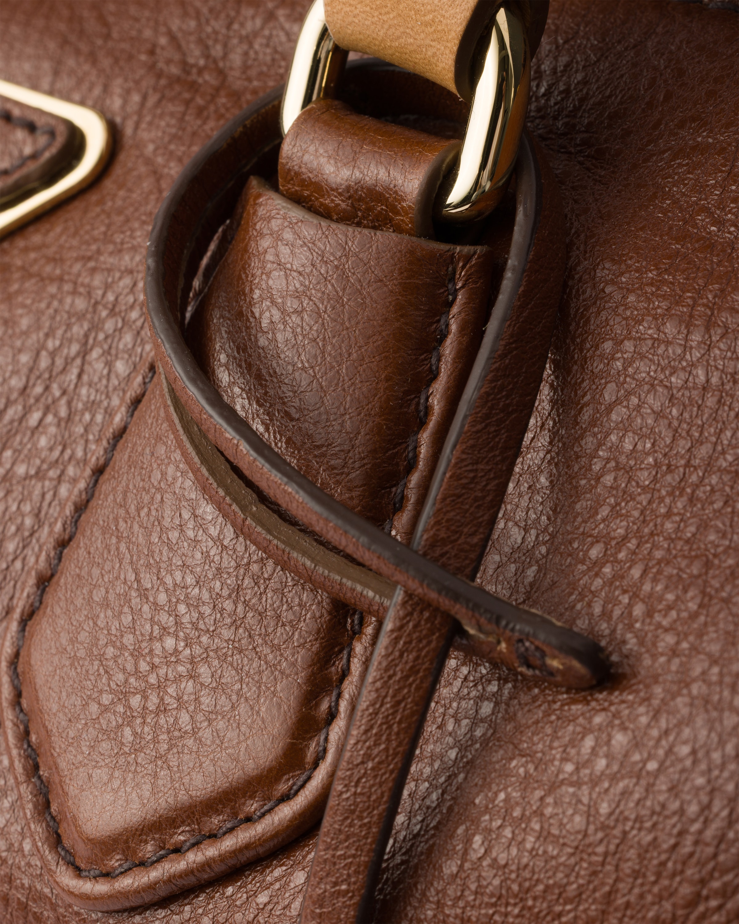 Palisander Large leather top-handle bag | PRADA - Japan