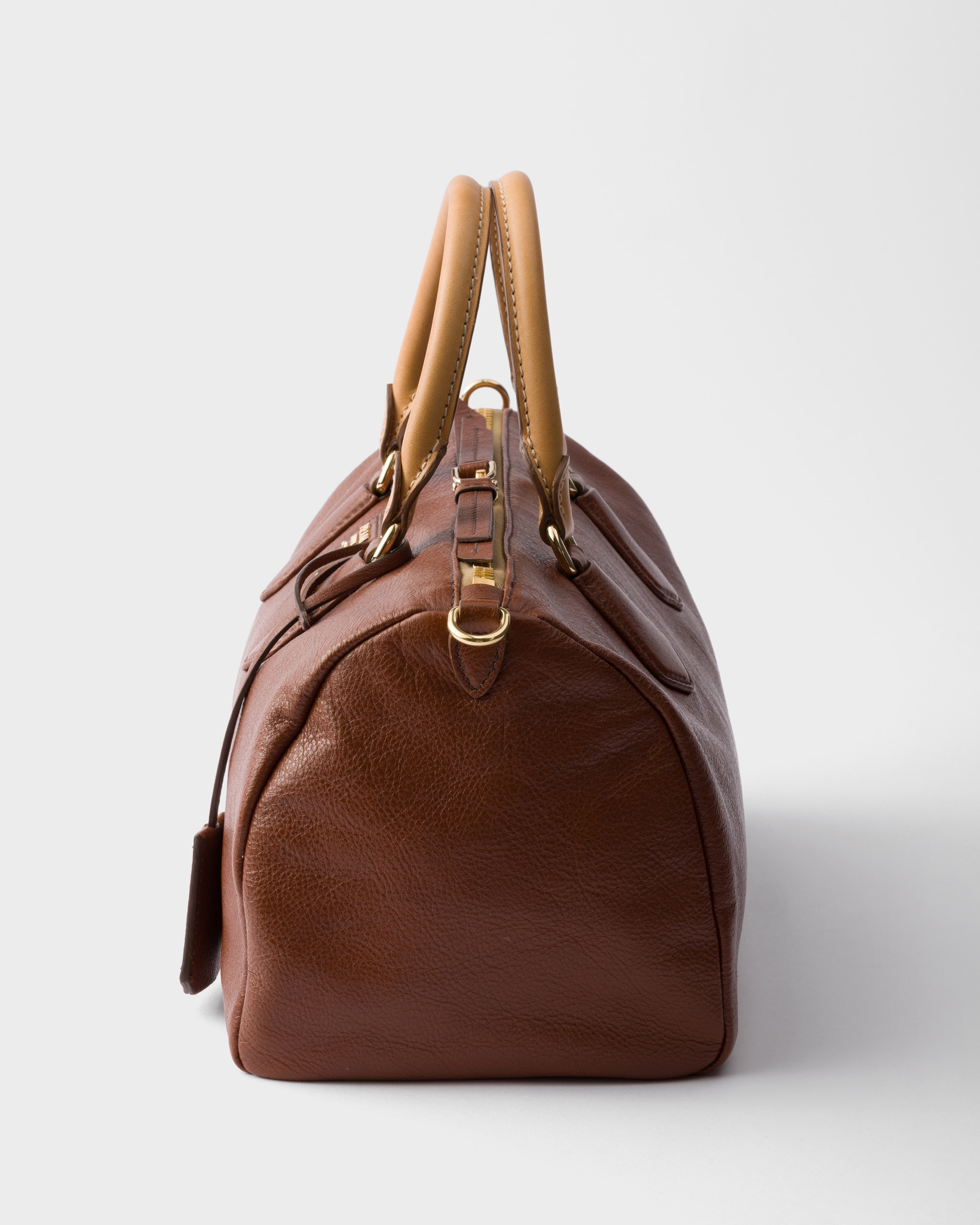 Palisander Large leather top-handle bag | PRADA - United States