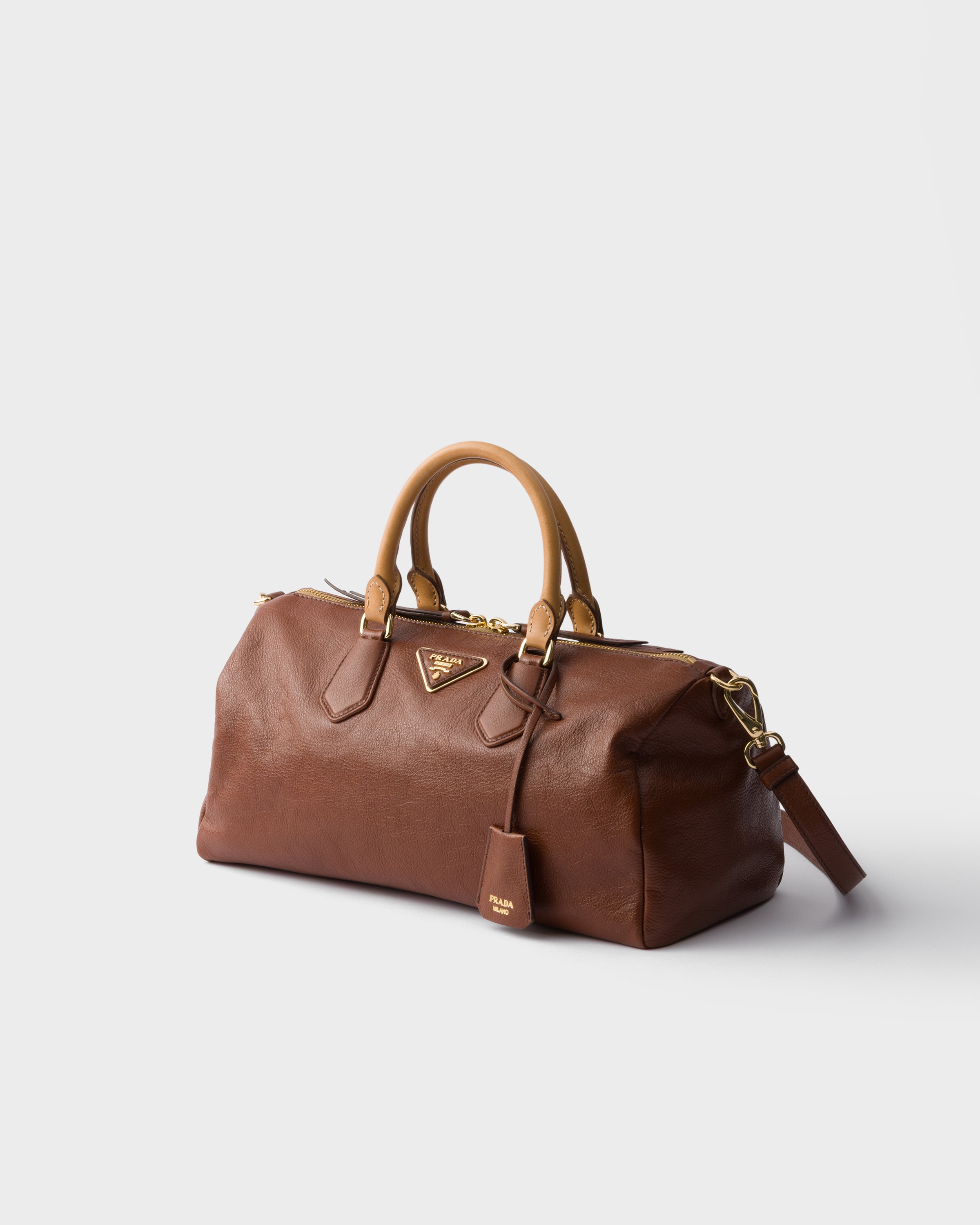 Palisander Prada Evasion Large Leather Top-handle Bag | PRADA