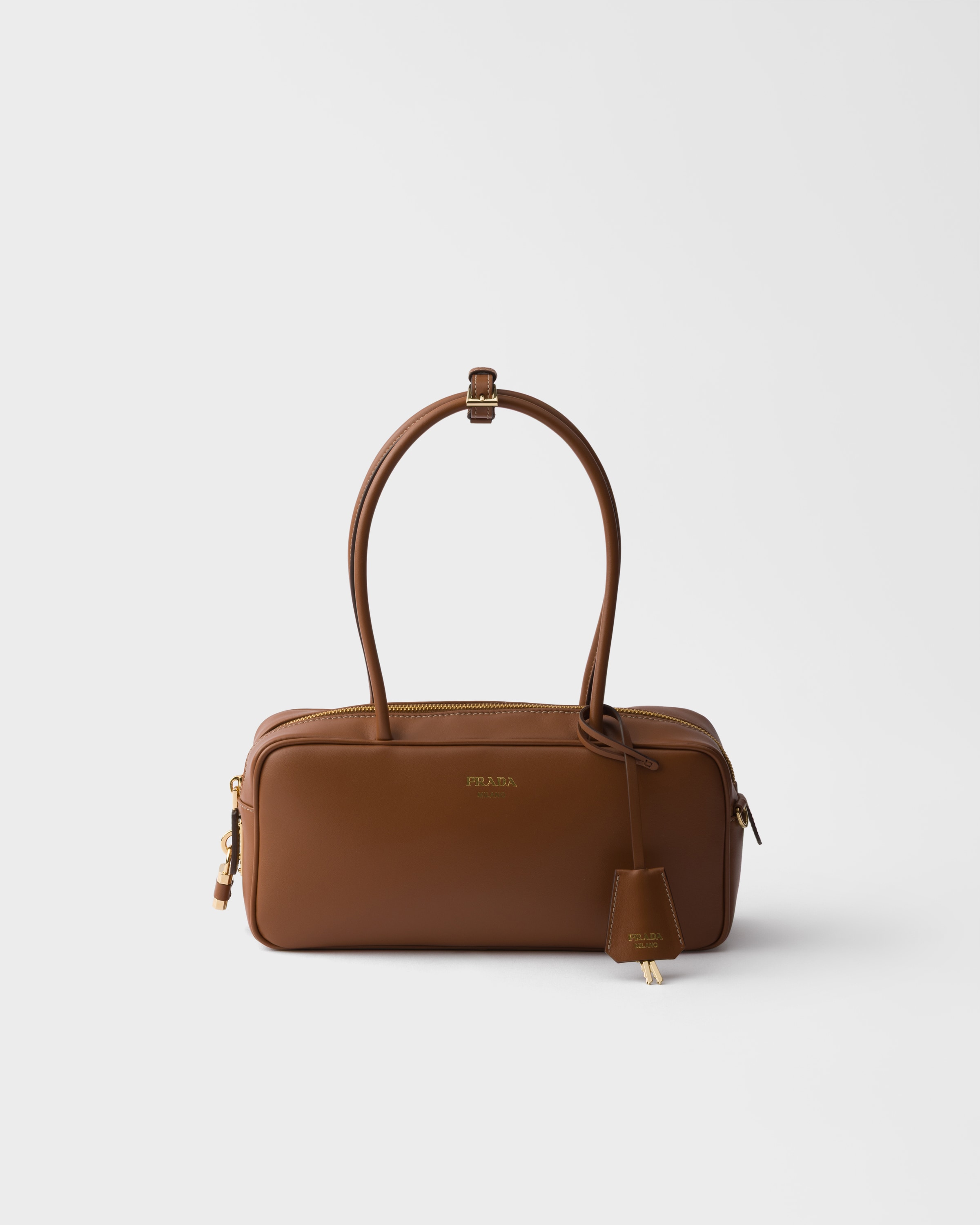 コニャックブラウン ミディアム レザー トップハンドルバッグ | PRADA