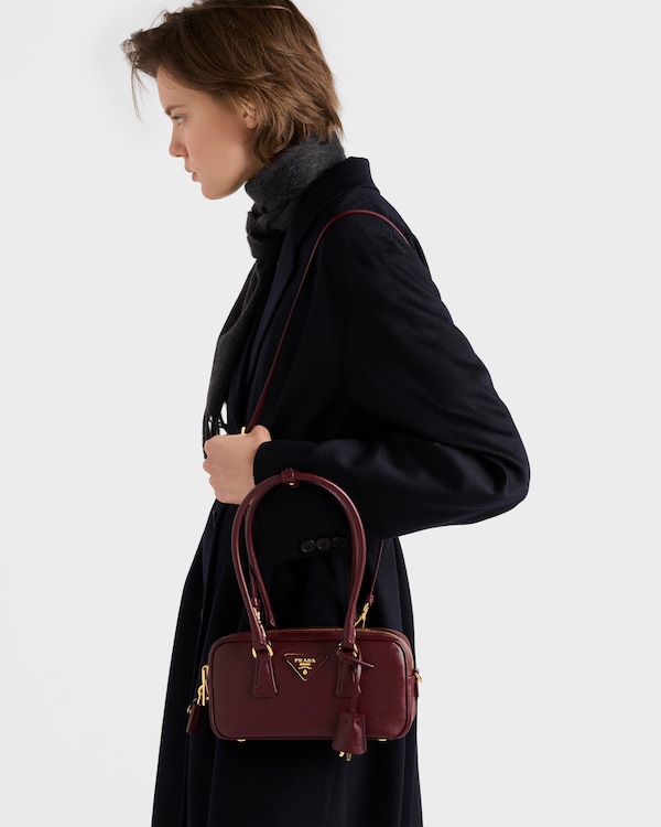 Mini sac à poignée supérieure en cuir Saffiano - Bordeaux Mini sac à poignée supérieure en cuir Saffiano - Bordeaux