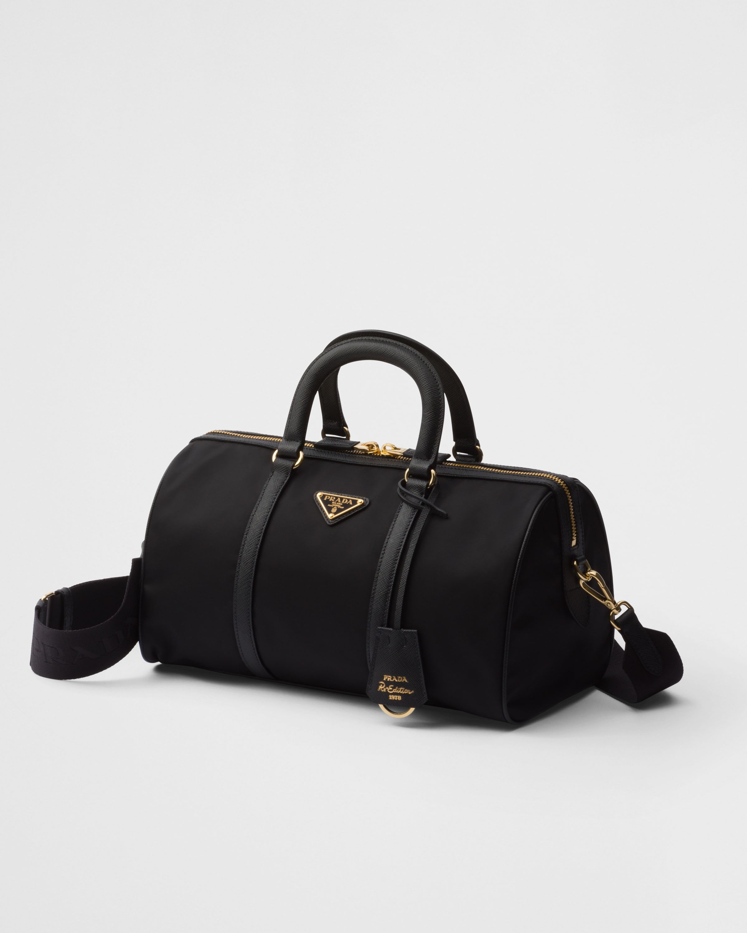 Shop Prada Re-edition 1978 Mittelgrosse Henkeltasche Aus Re-nylon Und Saffiano-leder In Black