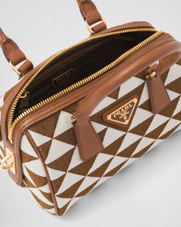 Prada Brown Embroidered Top Handle