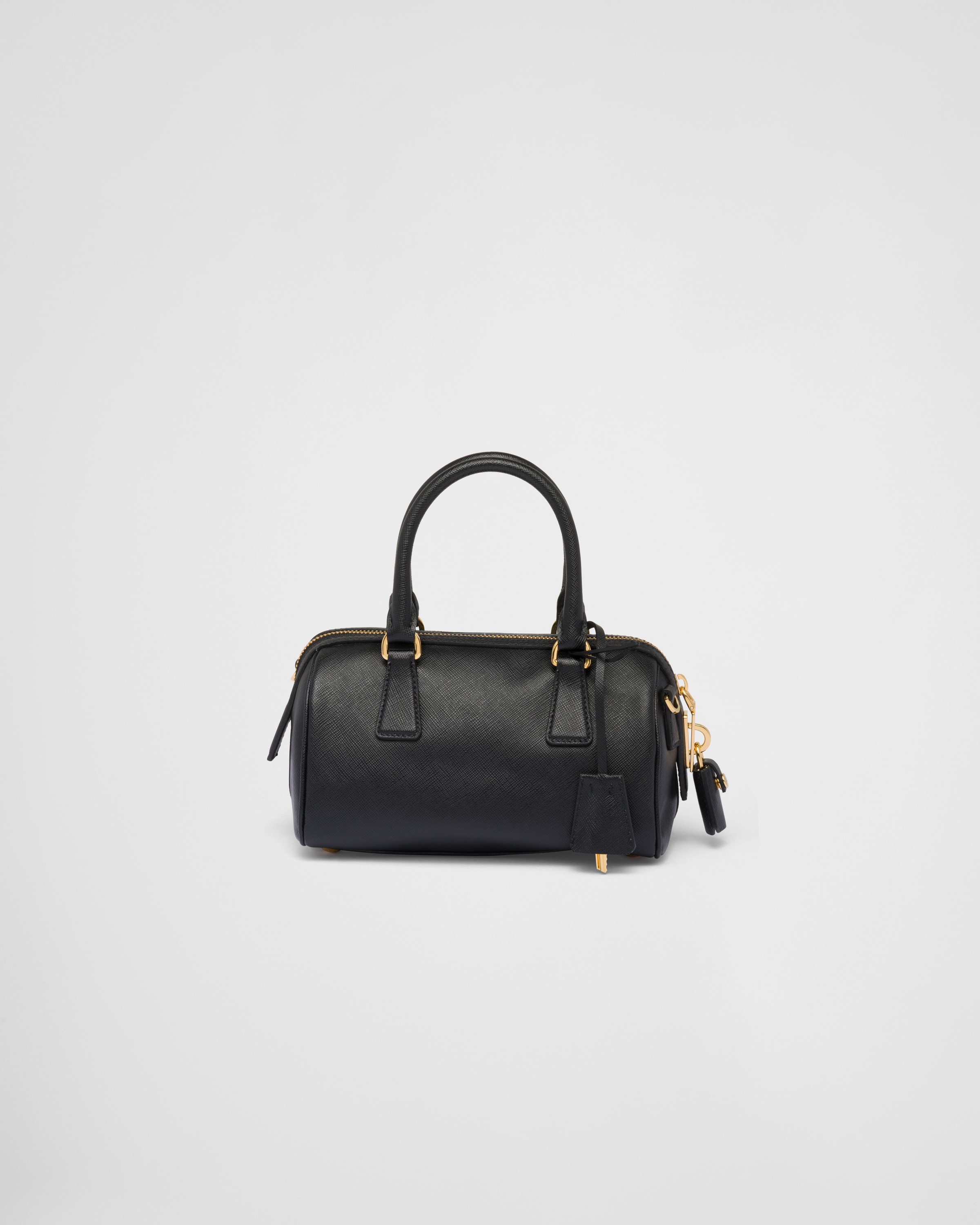 Prada Metal Handle Tessuto Tote - Black Totes, Handbags