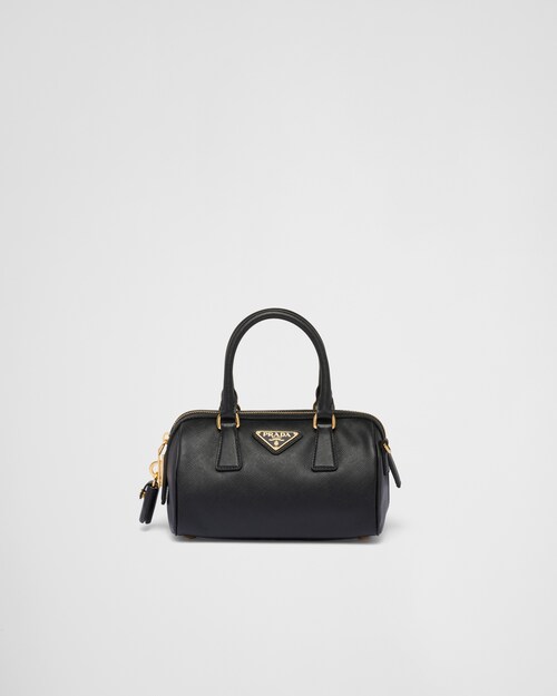 Black Saffiano leather top-handle bag | Prada