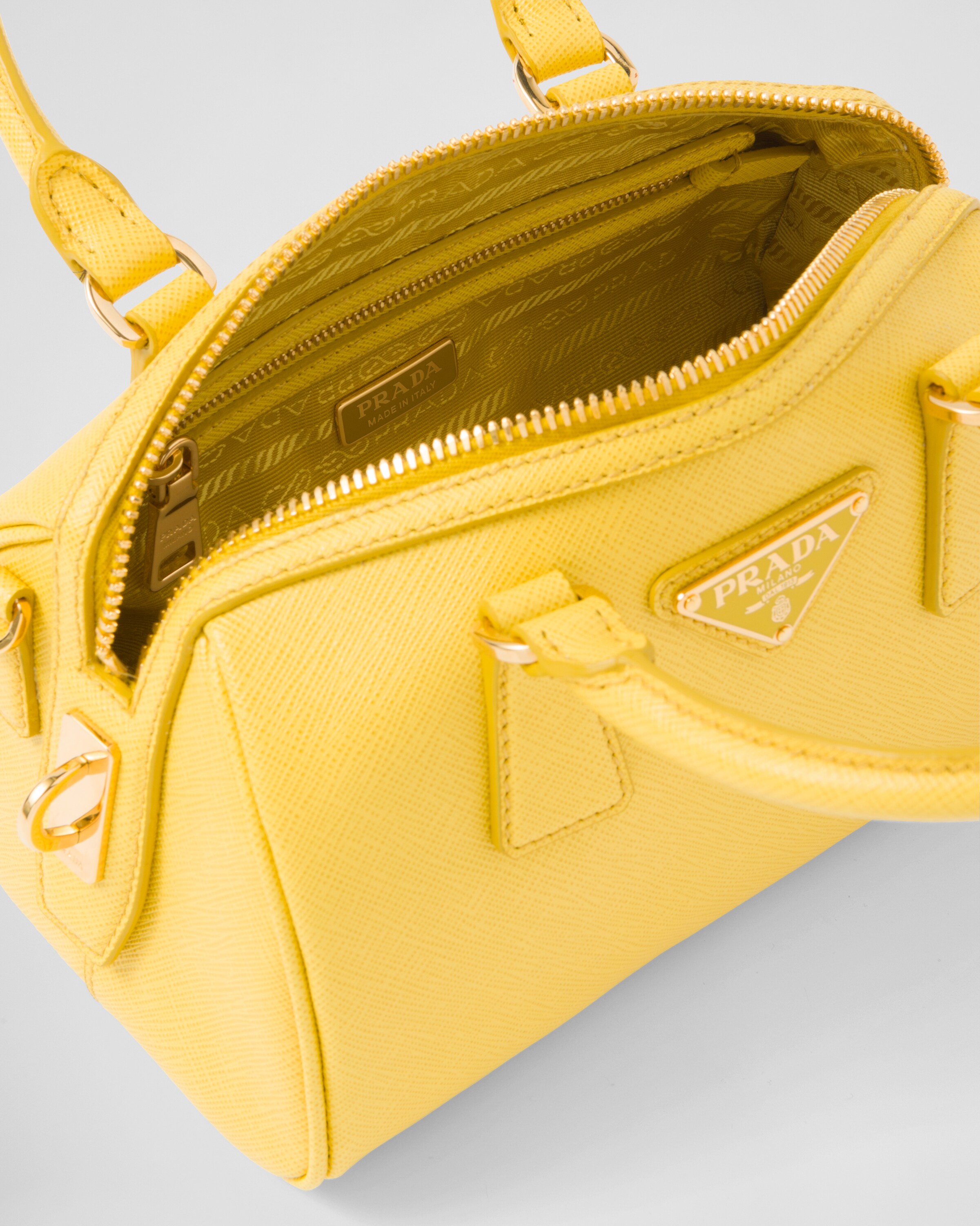 Sunny Yellow Saffiano Leather Top handle Bag PRADA