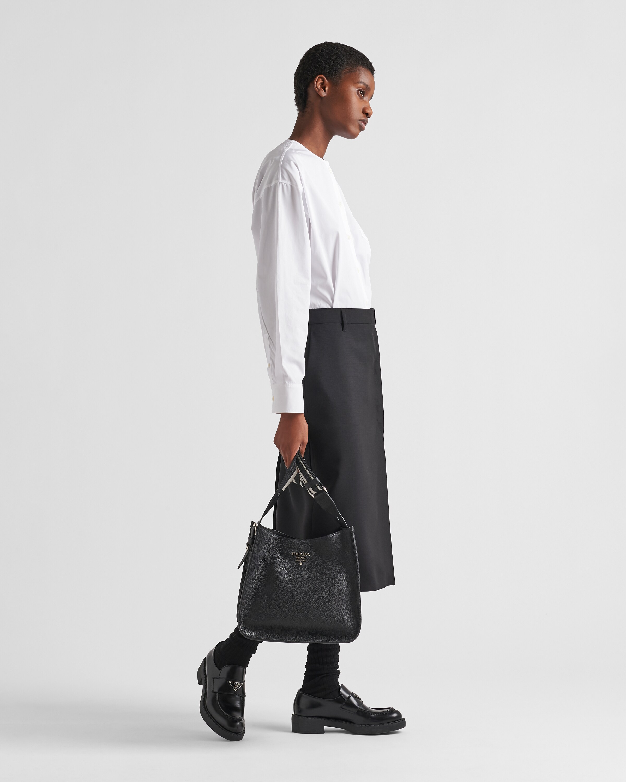 Prada black leather hobo 2024 bag