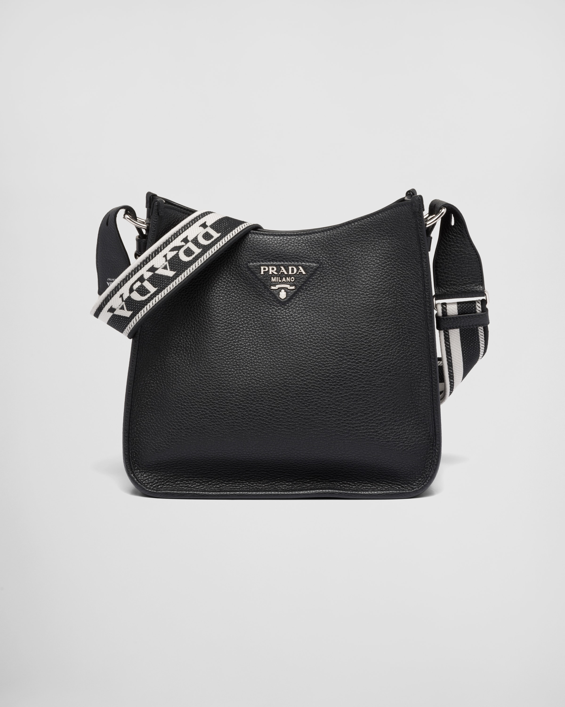 Black Leather hobo bag | Prada