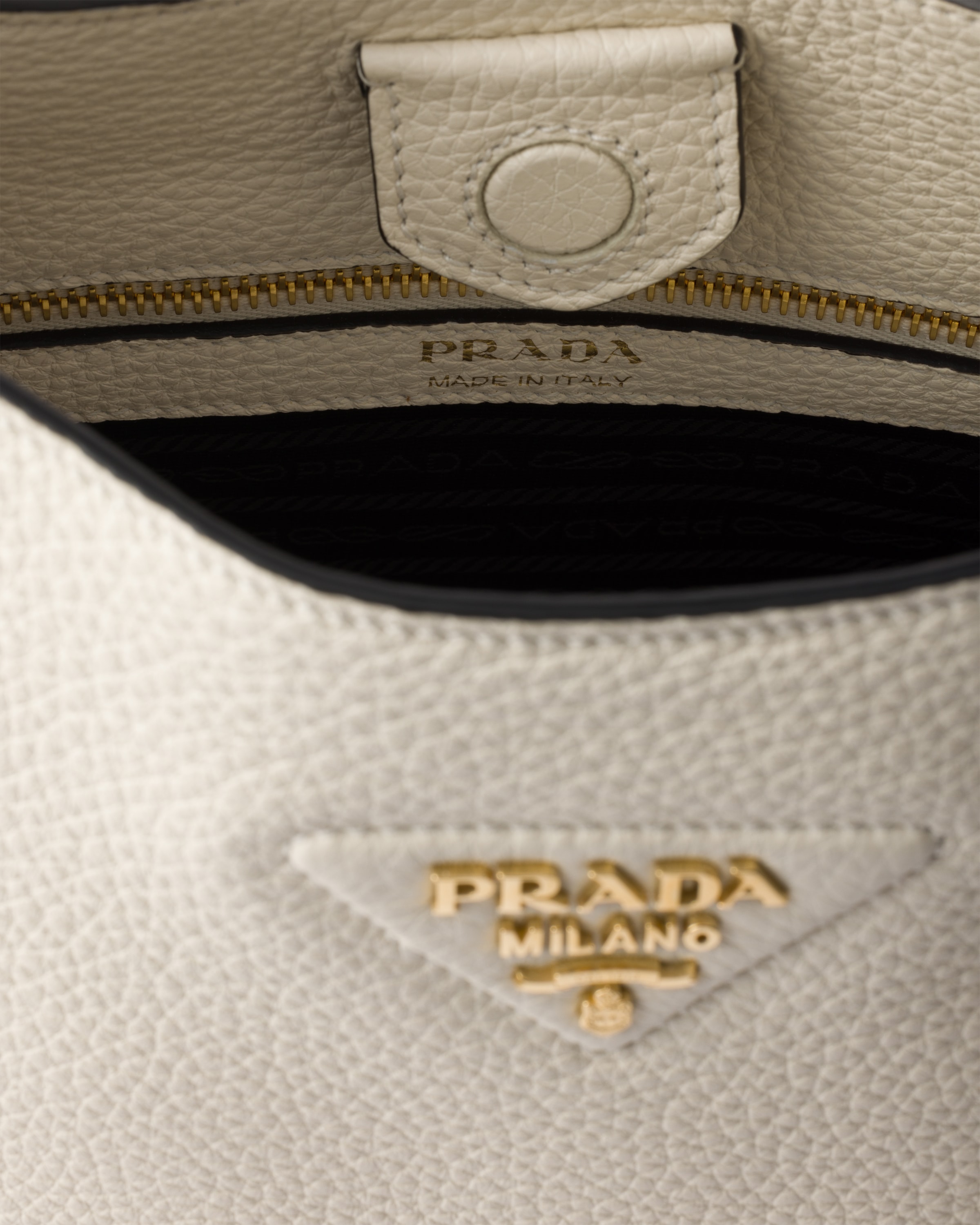 Prada Medium Leather Shoulder Bag In White