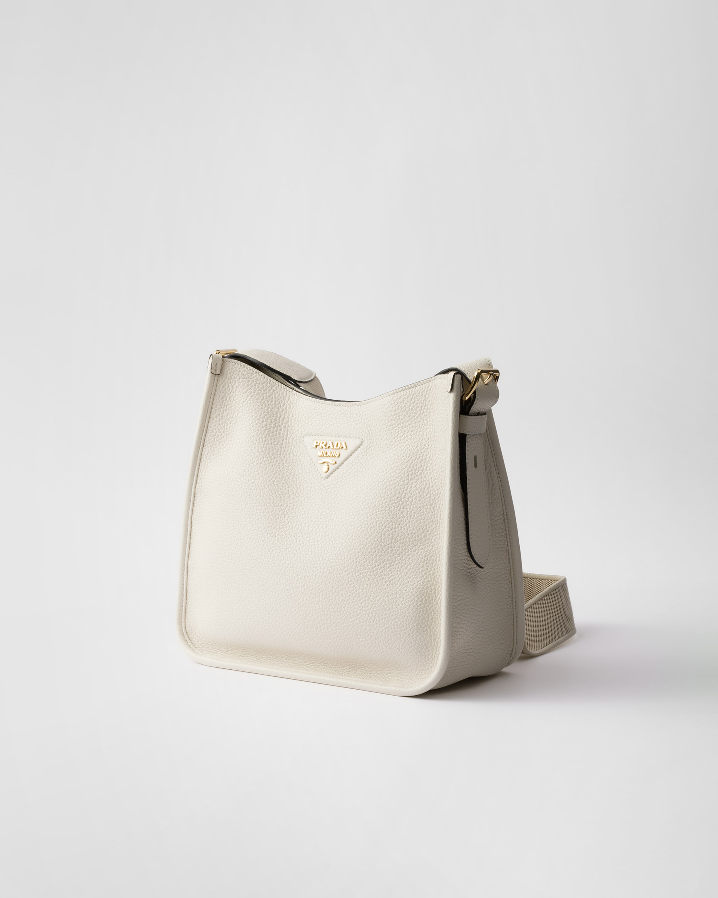 Prada Medium Leather Shoulder Bag In White