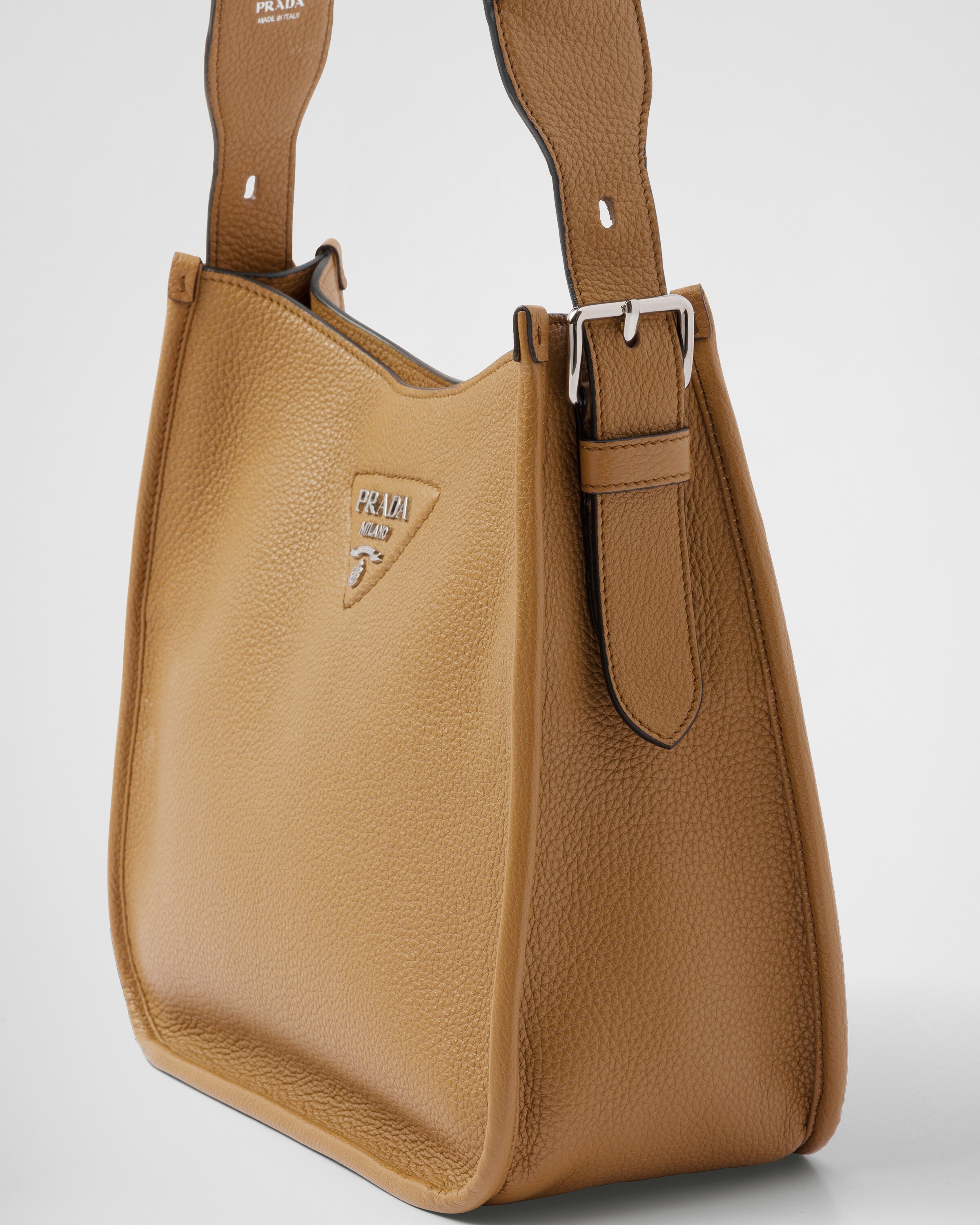 Prada brown leather hobo bag store