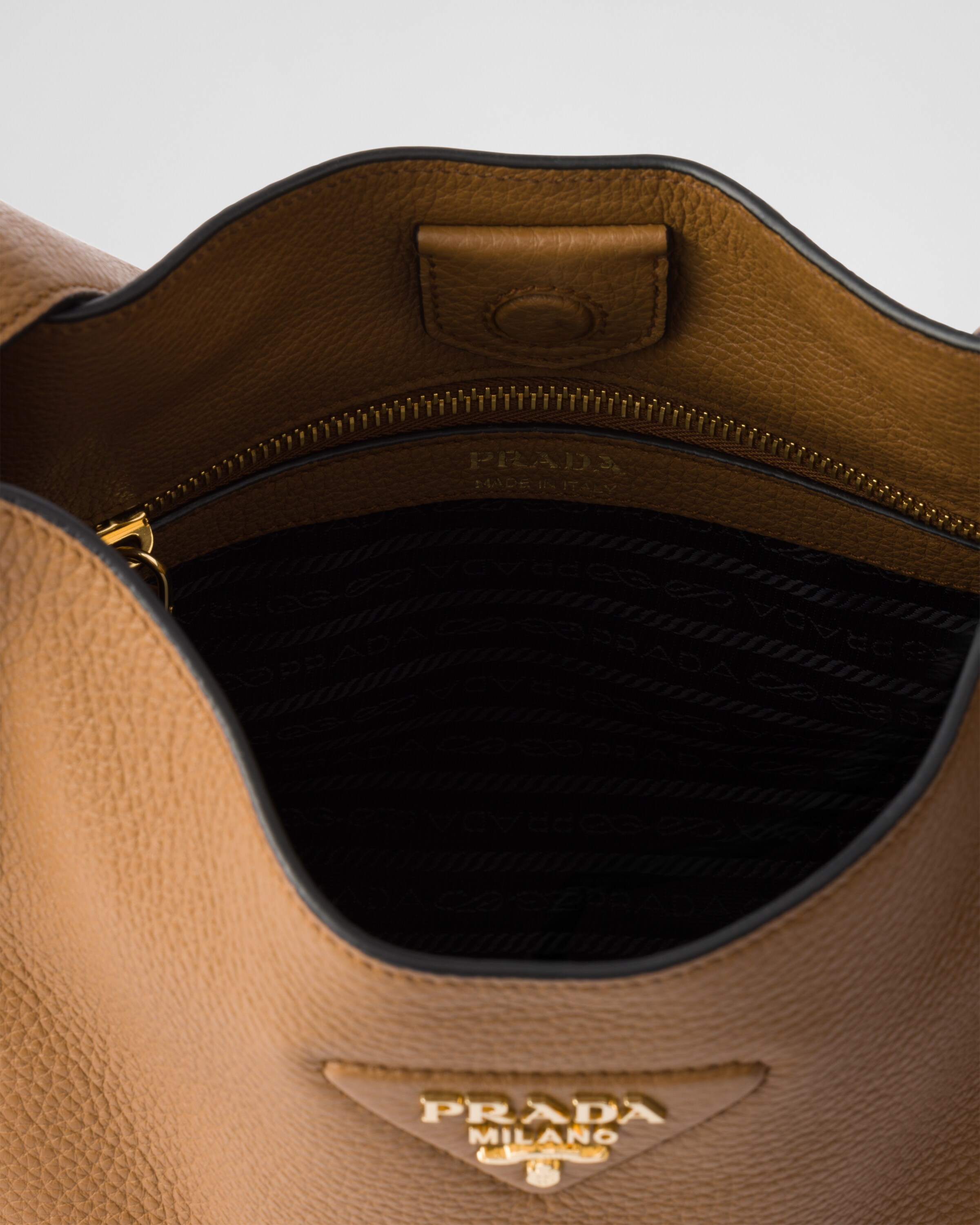 Prada Medium Leather Shoulder Bag In Caramel
