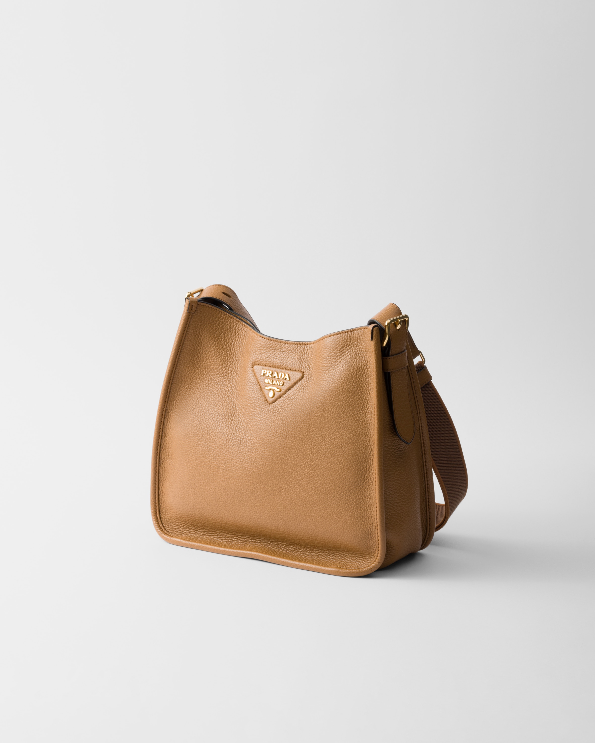 Prada Medium Leather Shoulder Bag In Caramel