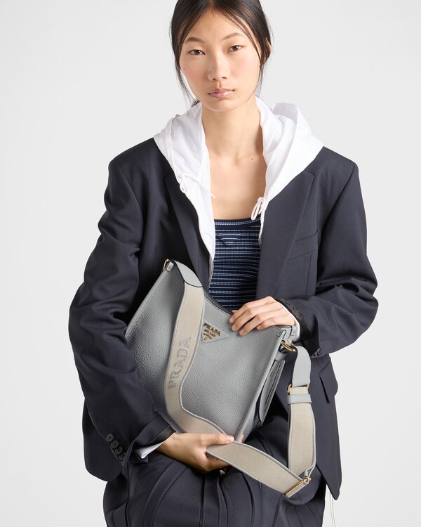 Bolsa média em couro - Cinza granito Bolsa média em couro - Cinza granito