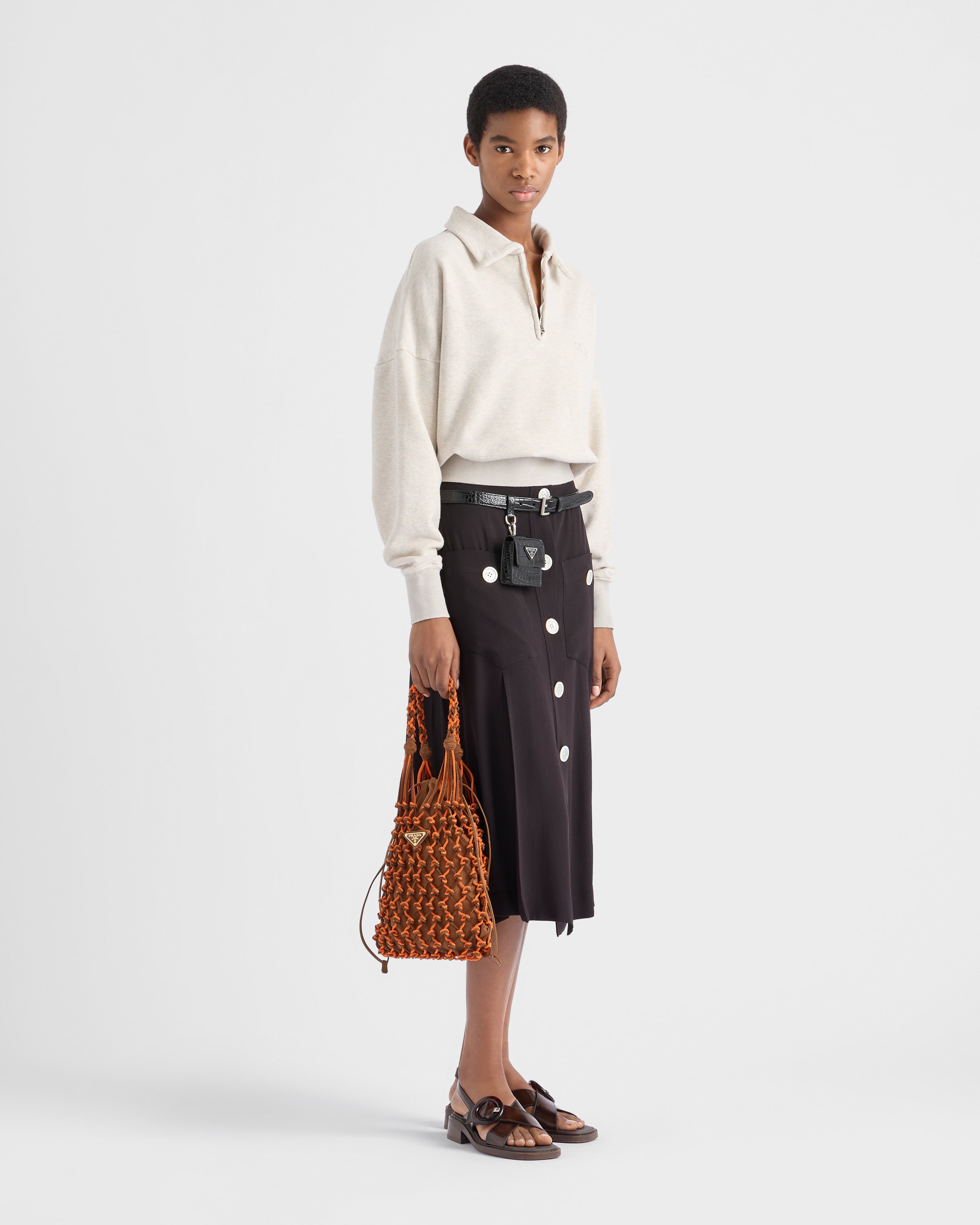 Prada Noué Kleine Tasche Aus Makramee Und Wildleder