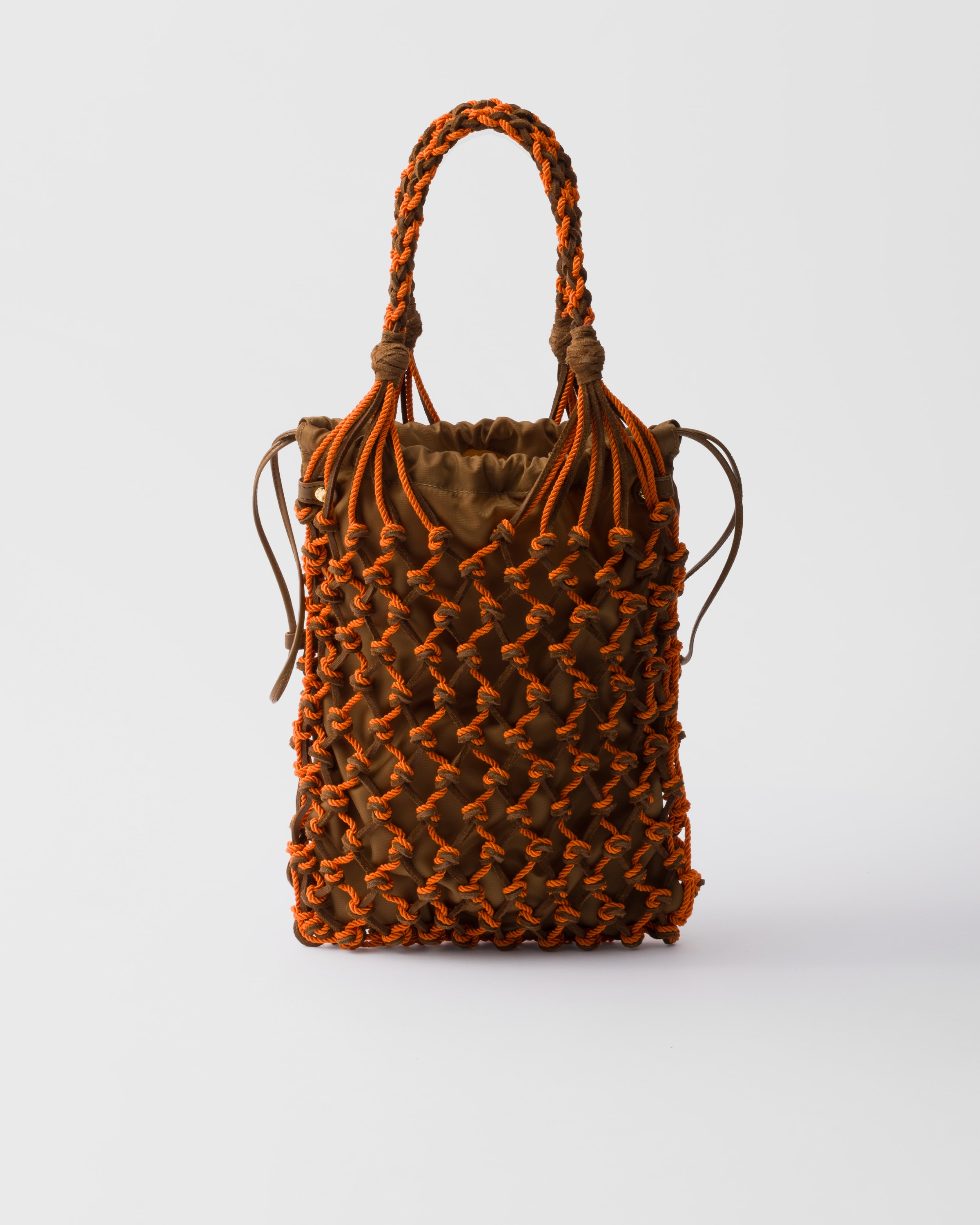 Prada Noué Kleine Tasche Aus Makramee Und Wildleder