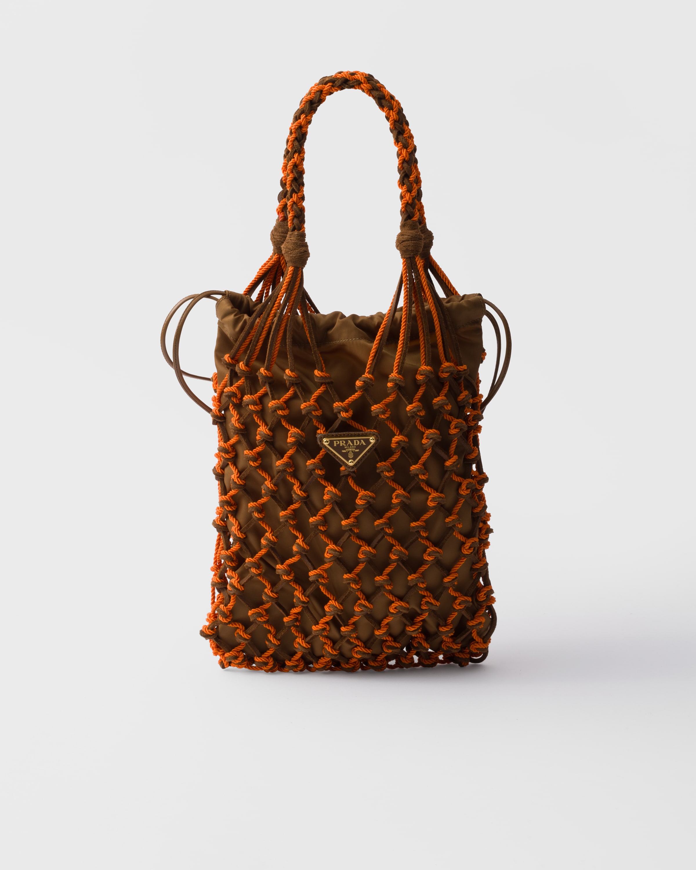 Prada Noué Kleine Tasche Aus Makramee Und Wildleder