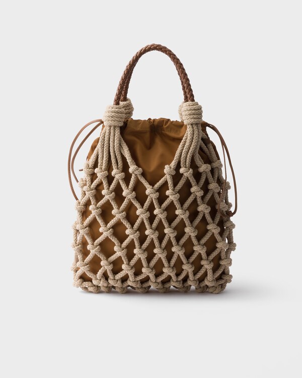Prada Noué medium cotton macramé bag - Cord/Brandy Prada Noué medium cotton macramé bag - Cord/Brandy