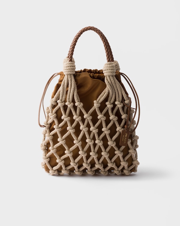 Prada Noué medium cotton macramé bag - Cord/Brandy Prada Noué medium cotton macramé bag - Cord/Brandy