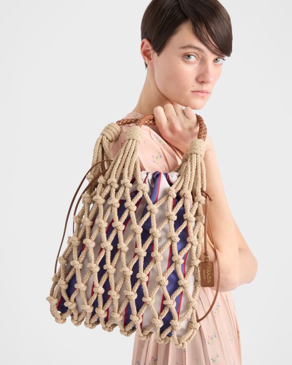 Prada Noué حقيبة مكرمية قطن متوسطة الحجم Prada Noué حقيبة مكرمية قطن متوسطة الحجم