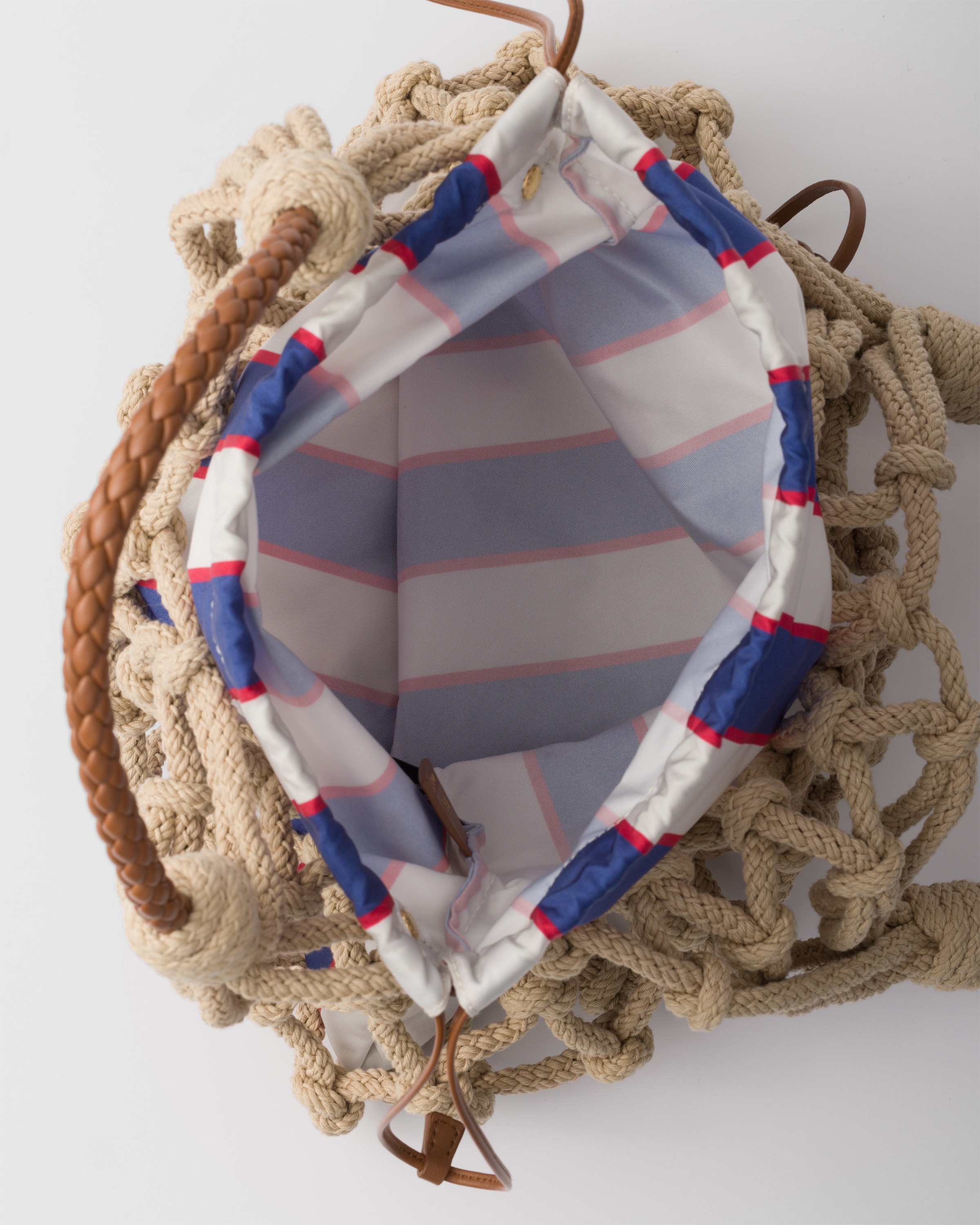 Cord/royal Blue Prada Noué Medium Cotton Macramé Bag | PRADA