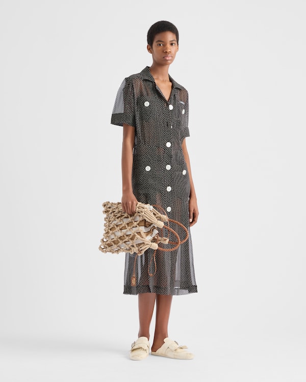 Prada Noué حقيبة مكرمية قطن متوسطة الحجم Prada Noué حقيبة مكرمية قطن متوسطة الحجم