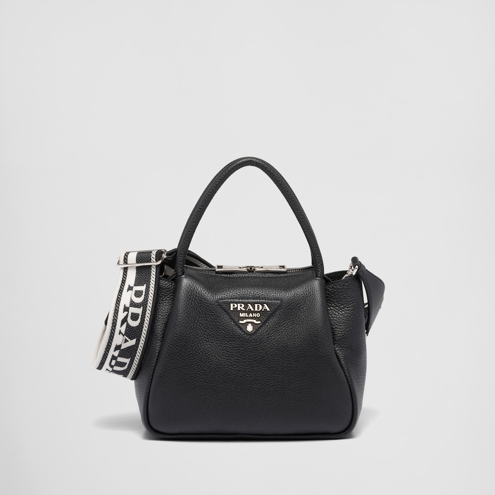 ブラック スモール レザー ハンドバッグ | Prada