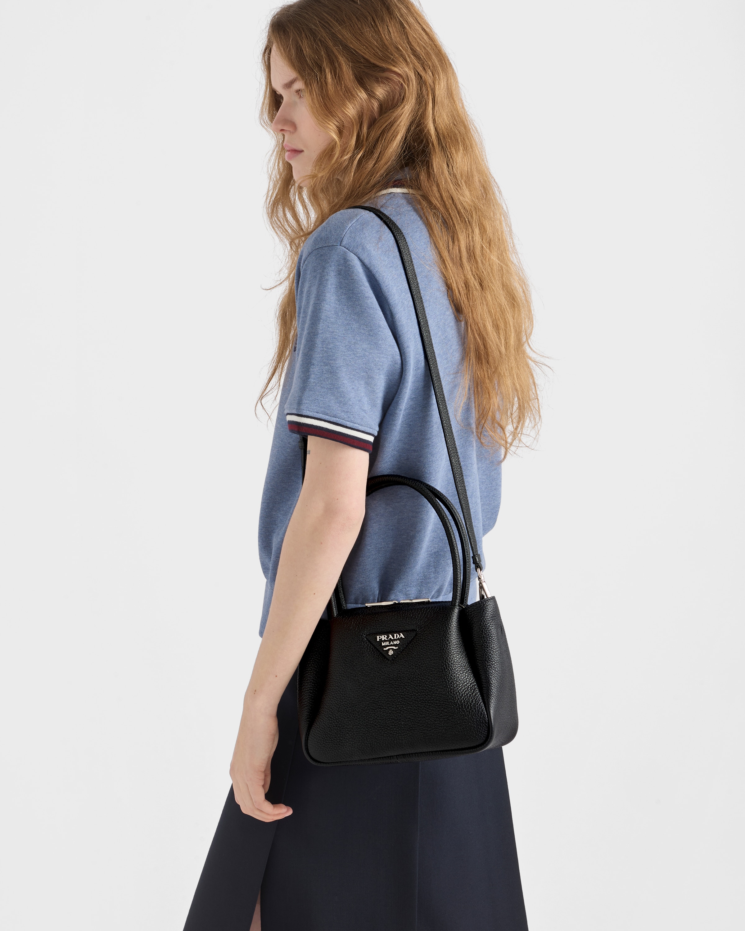 Black Prada Liaison Small Leather Handbag | PRADA - Japan