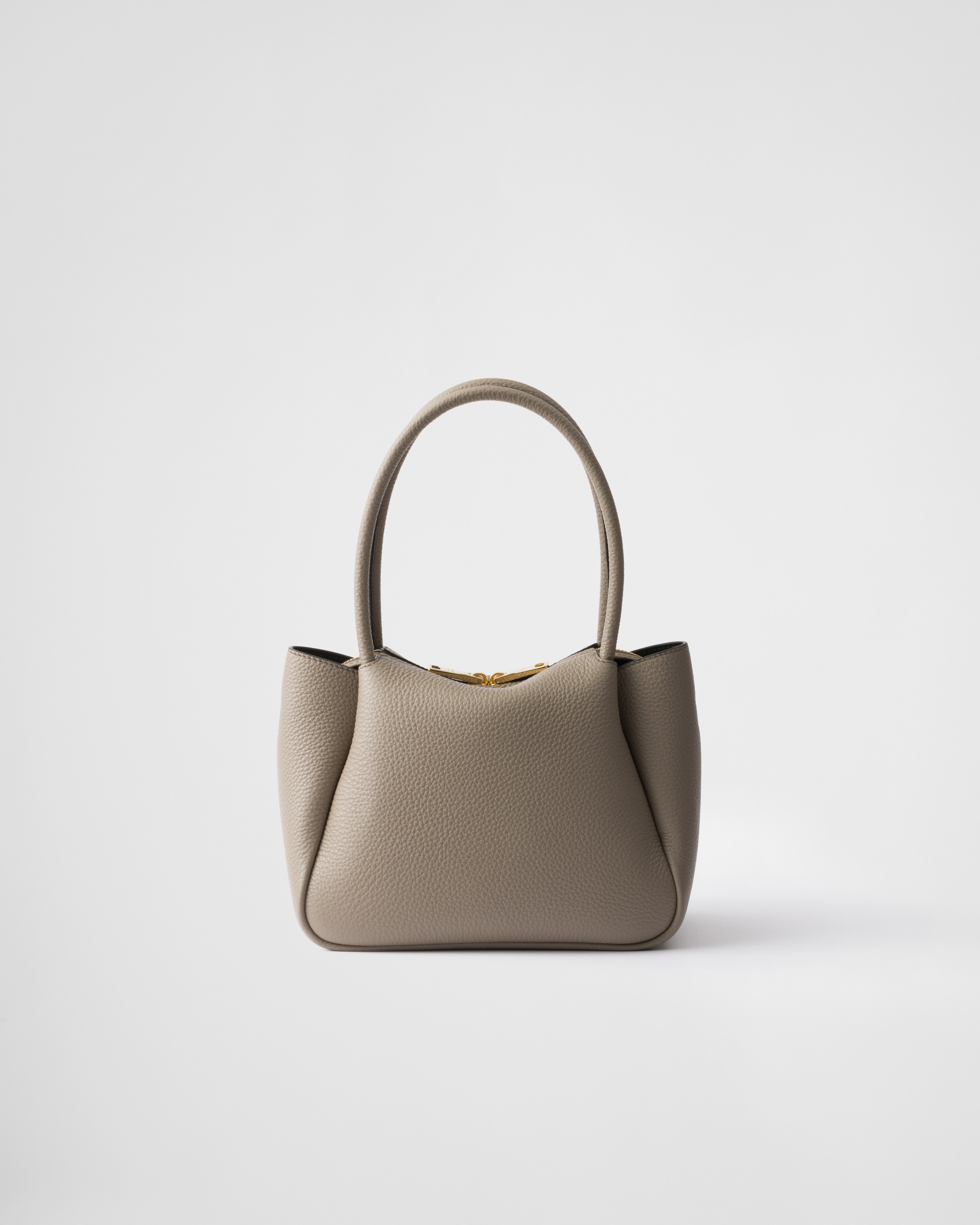 Prada Small Leather Top-handle Bag In Gray