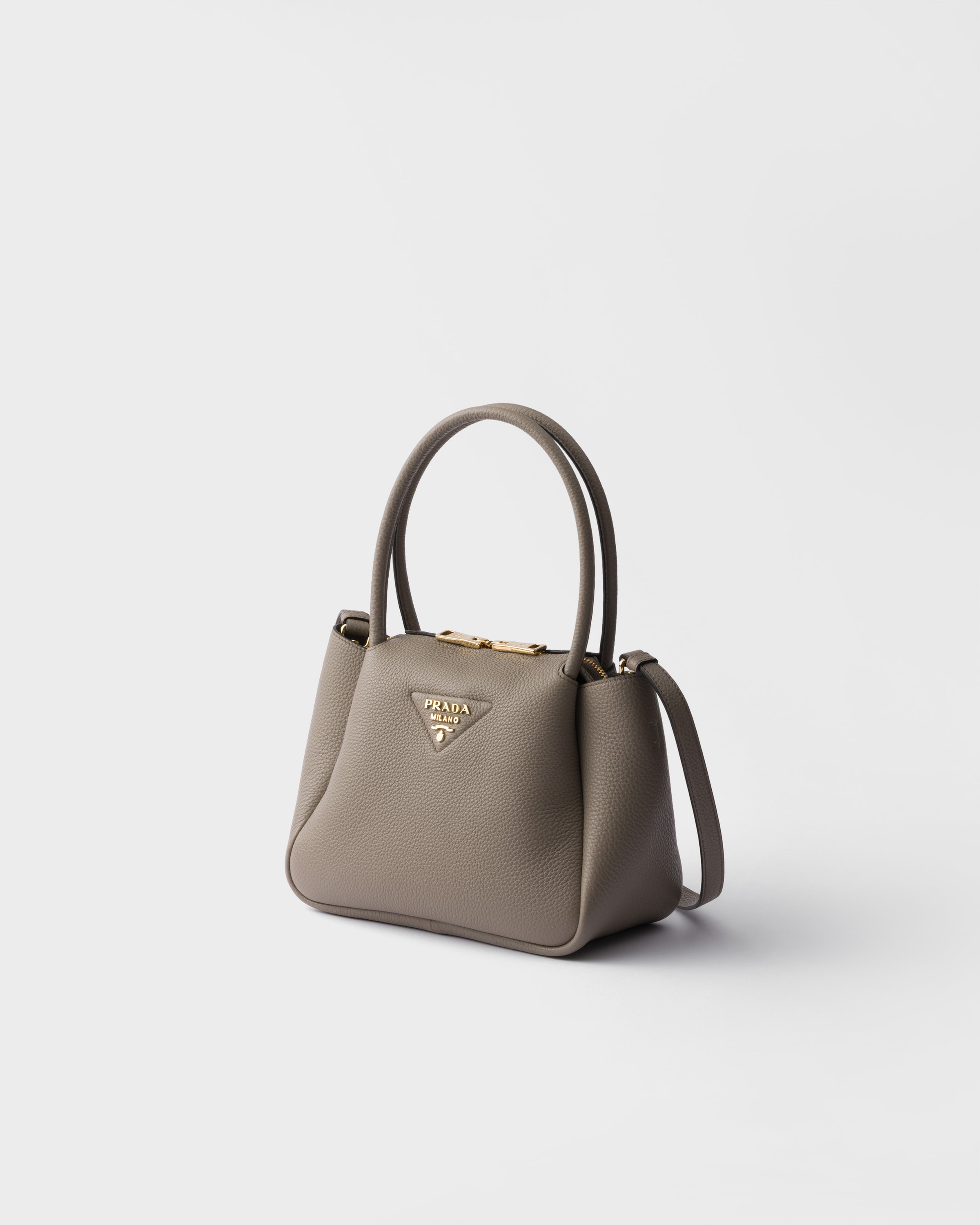 PRADA vigntage ハンドバッグ ミニボストン レザー カデナ キー クレイグレー スモール レザー ハンドバッグ | PRADA - 日本