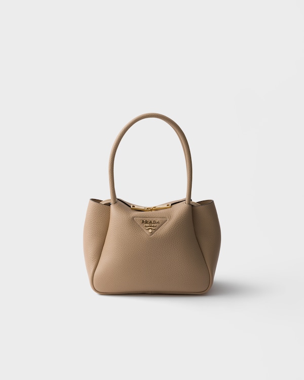 スモール レザー ハンドバッグ - ベージュピンク スモール レザー ハンドバッグ - ベージュピンク