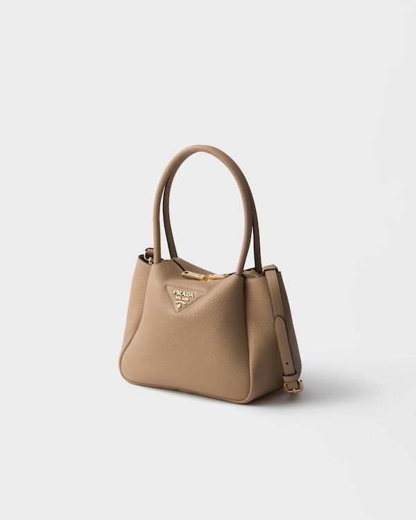 スモール レザー ハンドバッグ - ベージュピンク スモール レザー ハンドバッグ - ベージュピンク