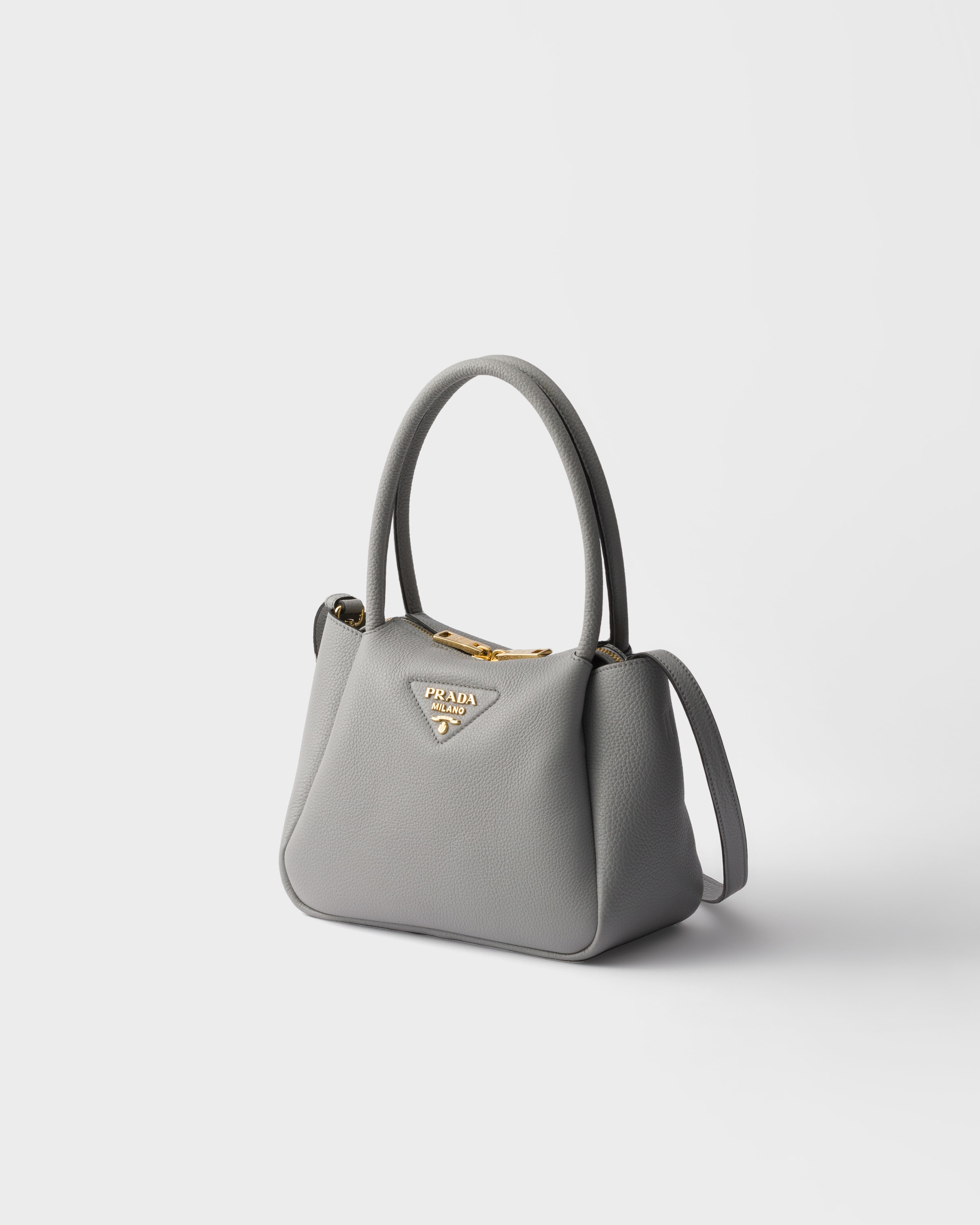 グラナイトグレー スモール レザー ハンドバッグ | PRADA - 日本
