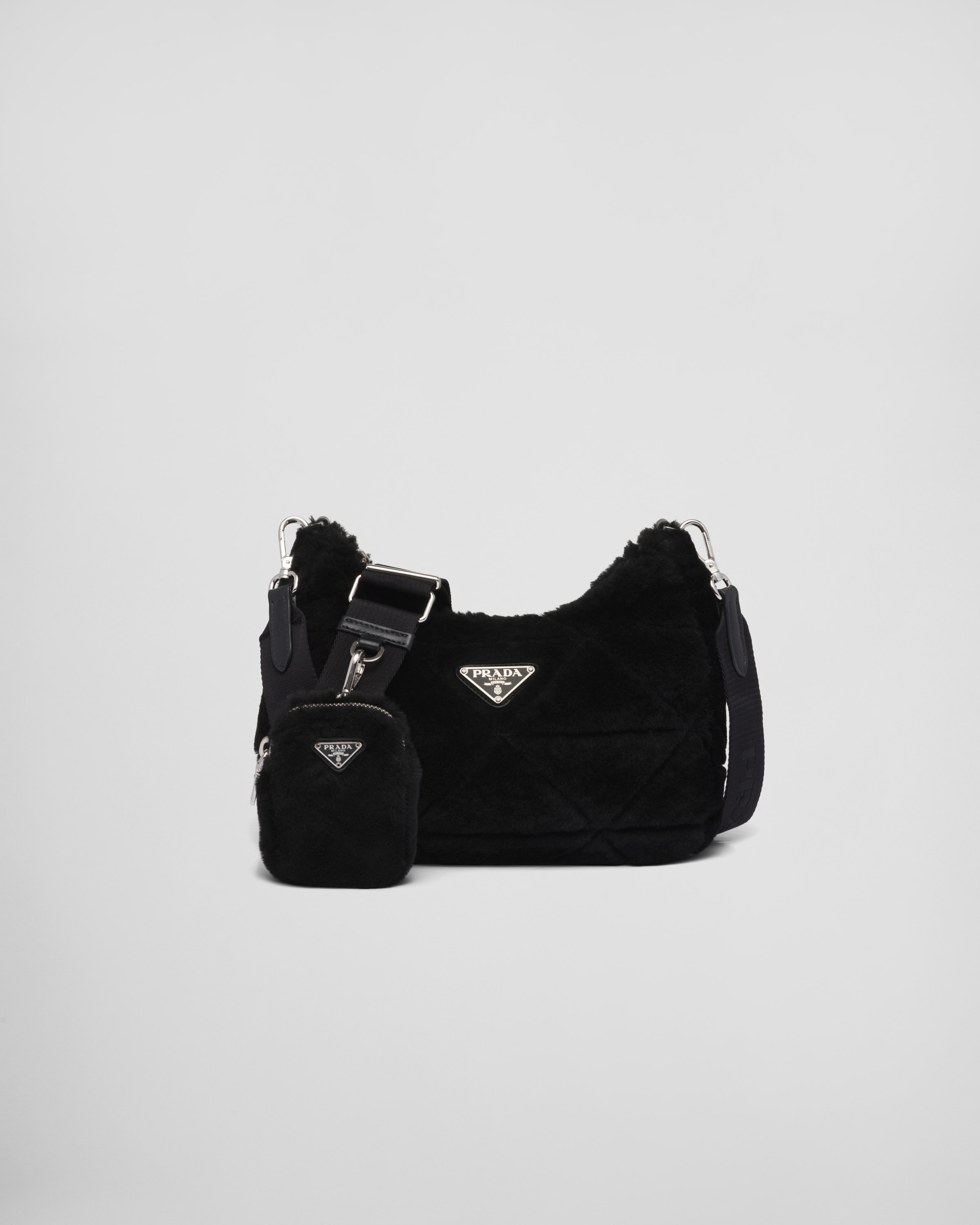 Black Shearling shoulder bag | Prada