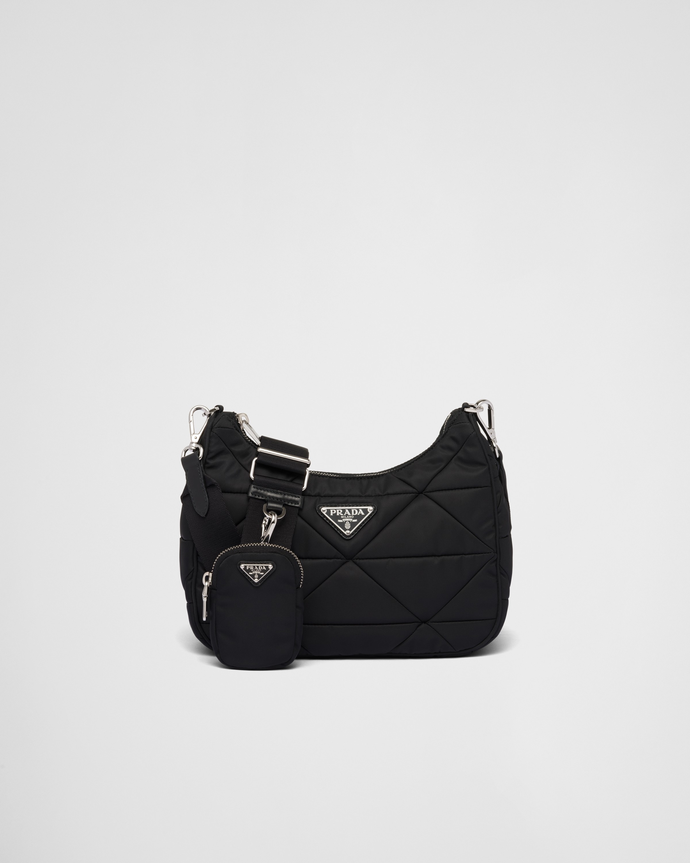 Prada Bolso Con Forma De Saco De Re-nylon Acolchado, Mujer, Negro