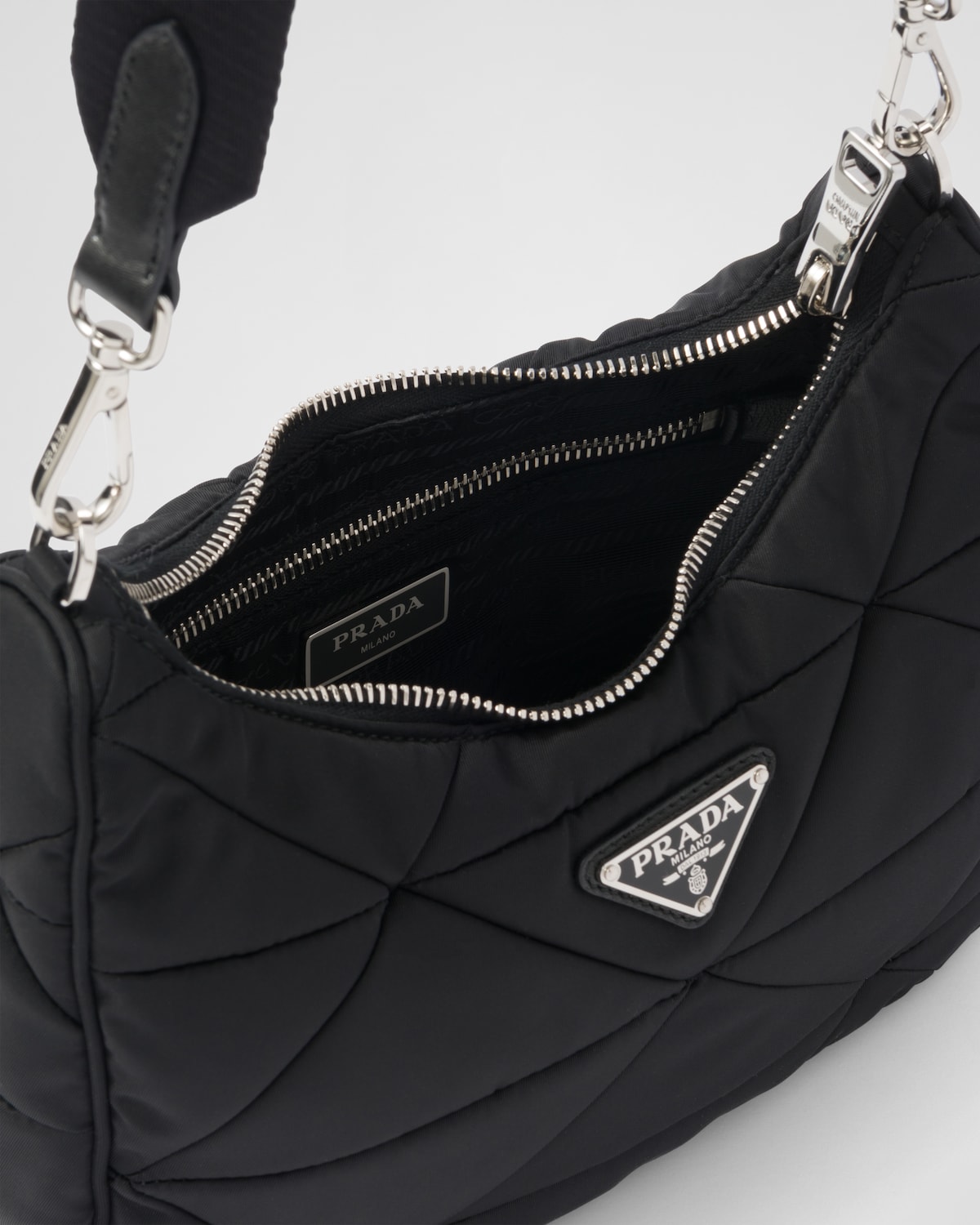 PRADA Test nylon Triangle logo turnlock Shoulder Bag Pouch BN0291 black