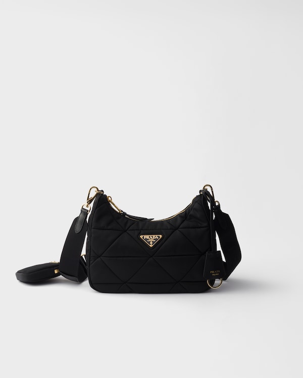 Quilted Re-Nylon shoulder bag - Black Quilted Re-Nylon shoulder bag - Black