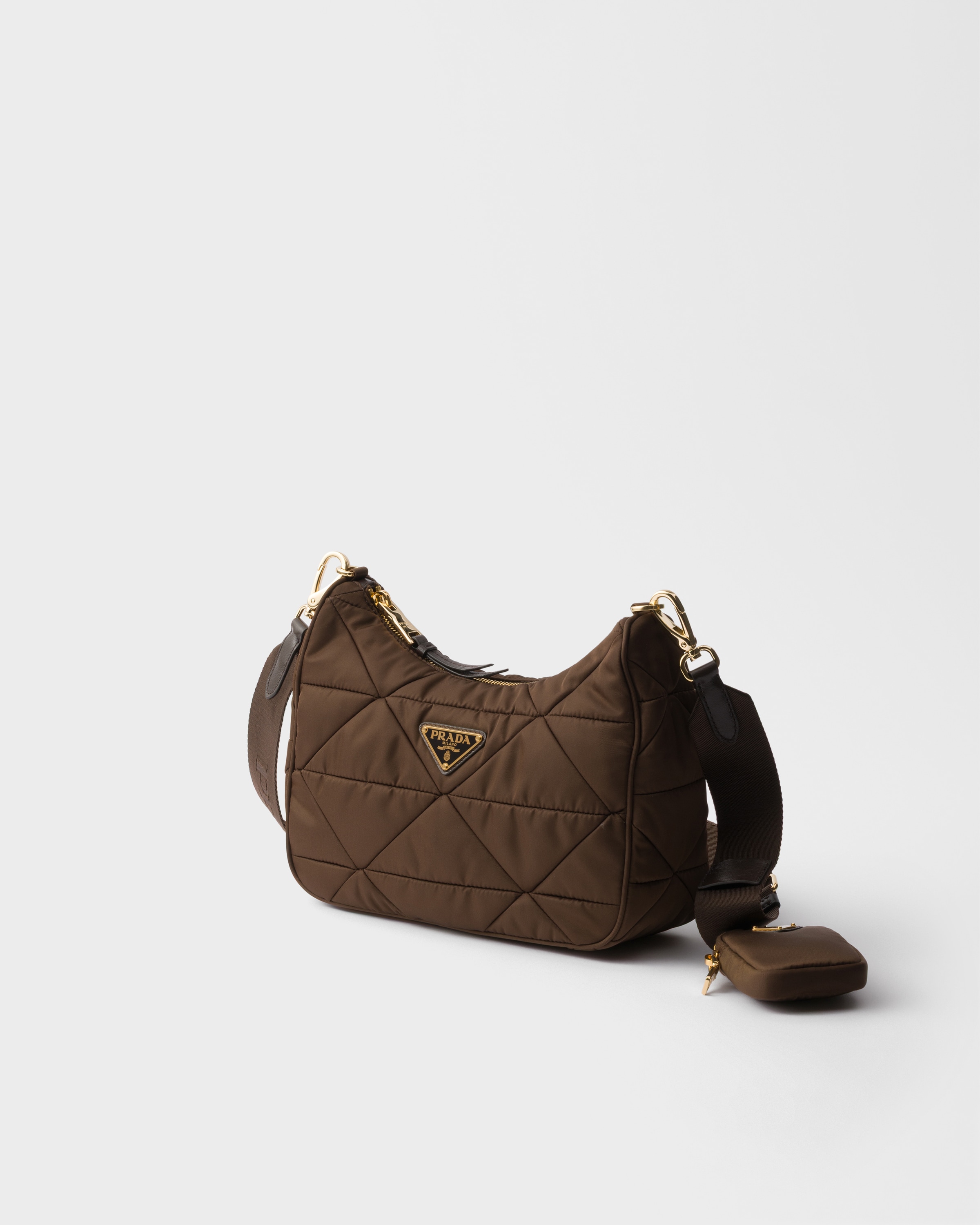 Burnt Brown Padded Re-nylon Shoulder Bag | PRADA - United States