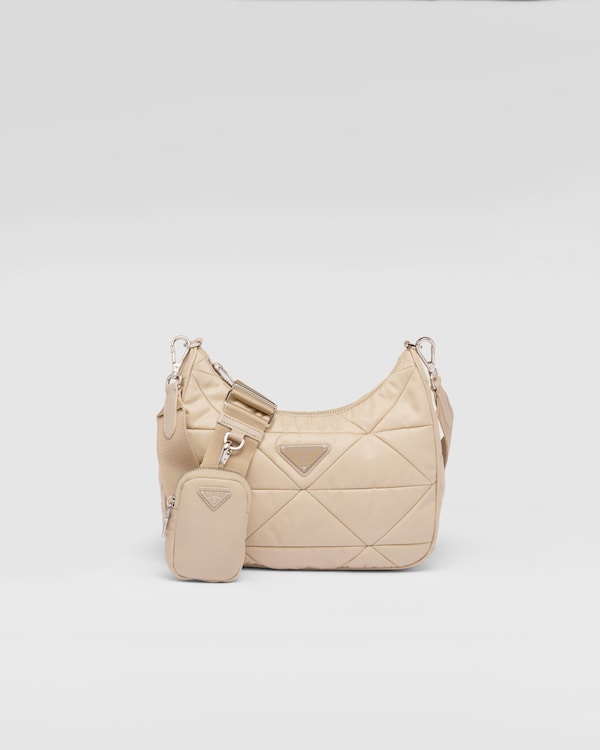 Desert Beige Padded Re-Nylon shoulder bag | PRADA