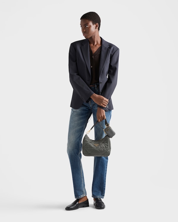 Padded Re-Nylon shoulder bag - Mercury Padded Re-Nylon shoulder bag - Mercury