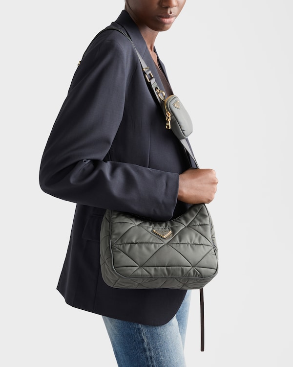 Padded Re-Nylon shoulder bag - Mercury Padded Re-Nylon shoulder bag - Mercury