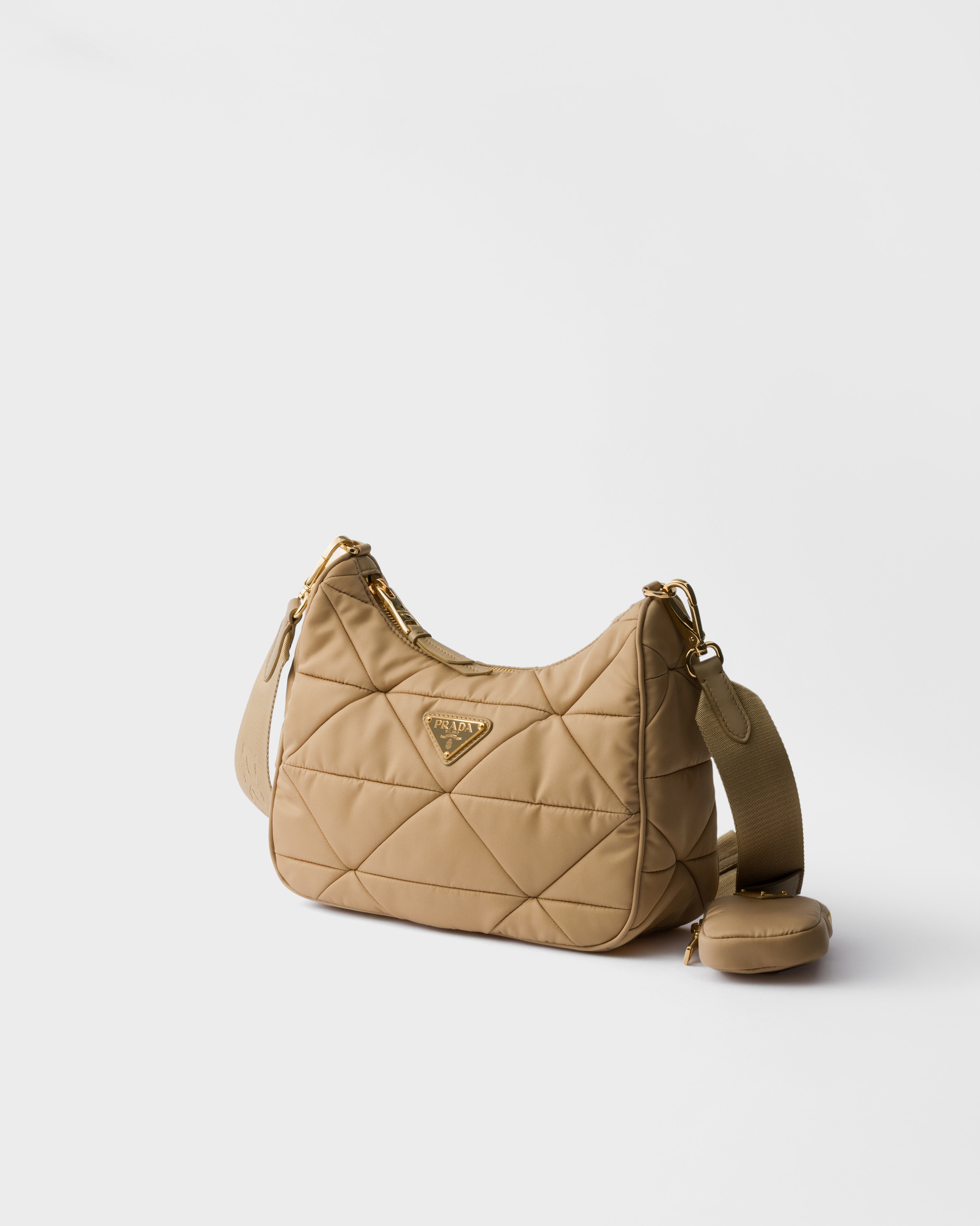 Camel Padded Re-Nylon shoulder bag | PRADA - United States