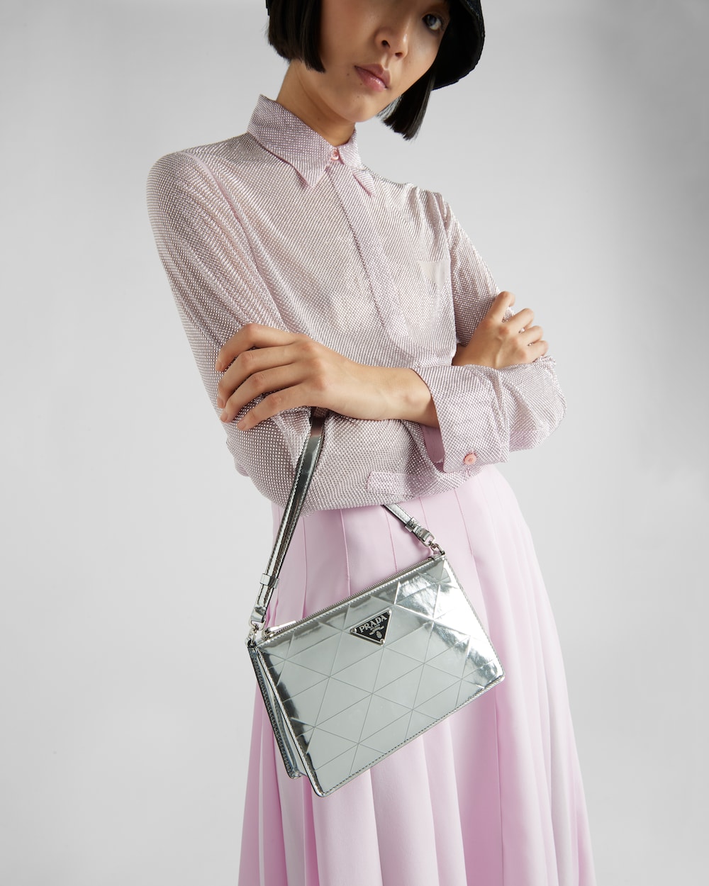 Sanctuary January sweet taste Silver Metallic leather mini-bag | Prada