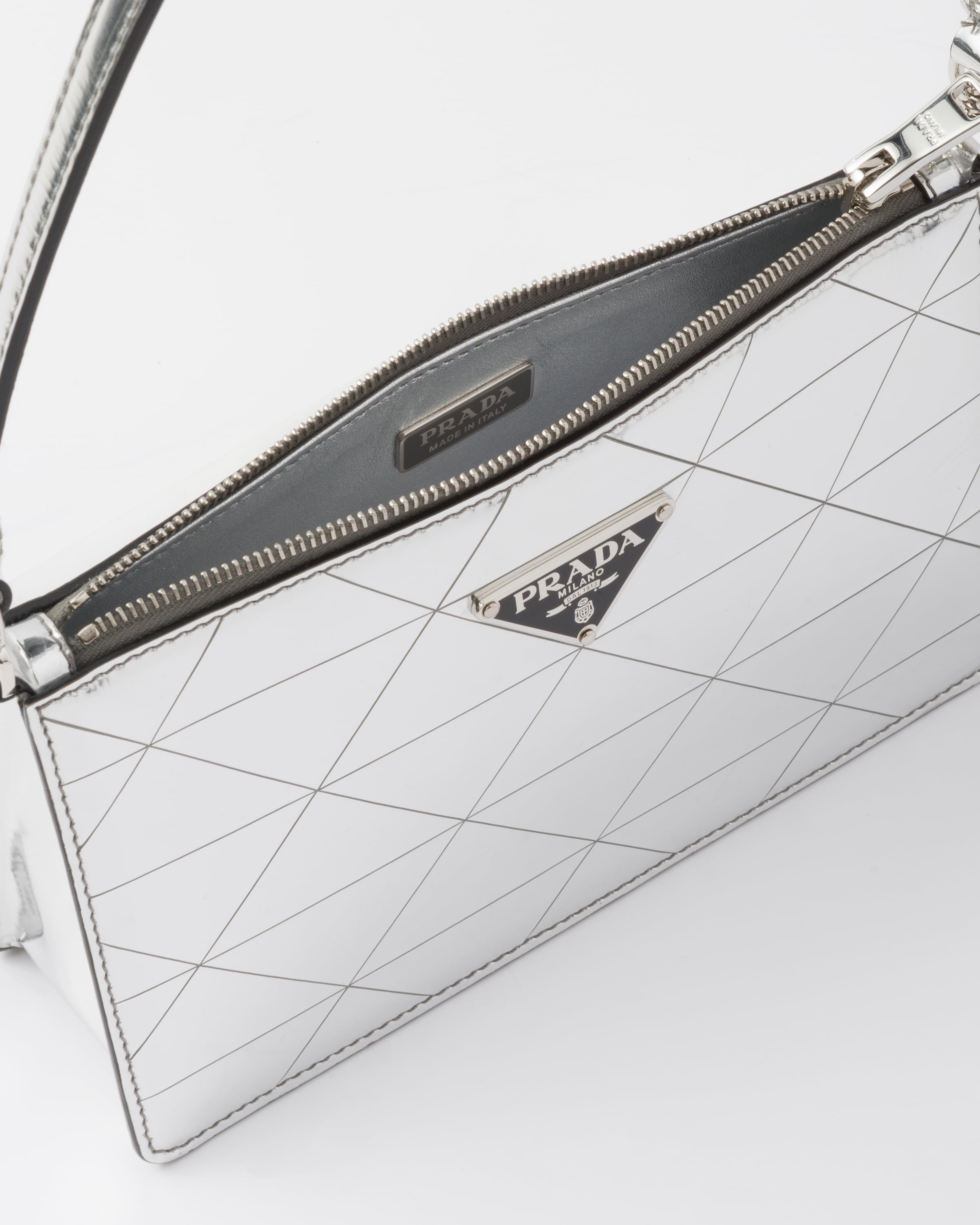 Silver Metallic leather minibag Prada