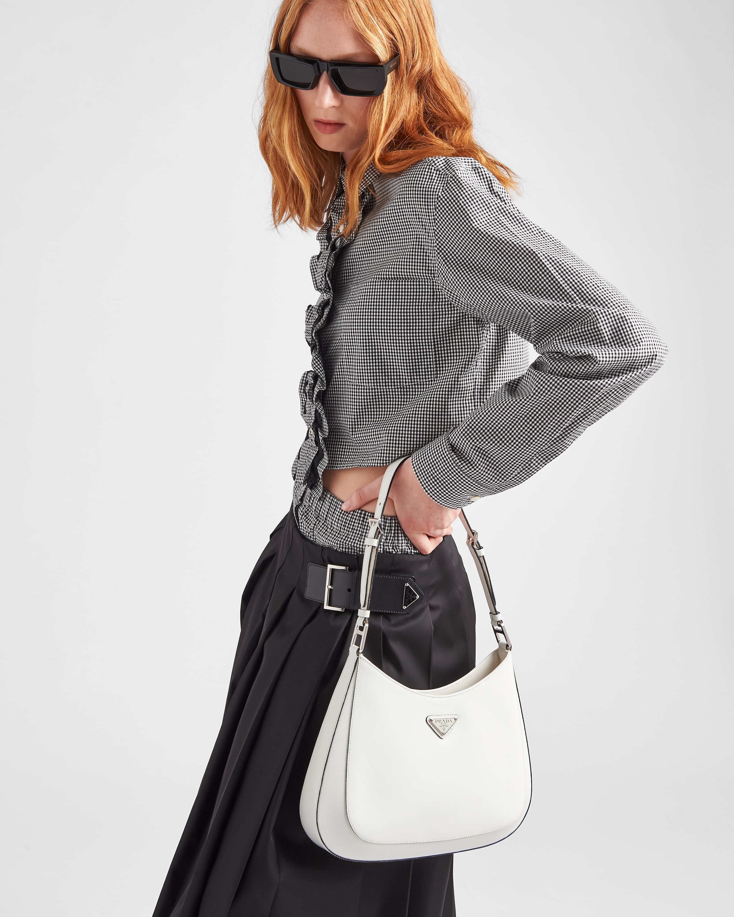 Prada white handbag leather top