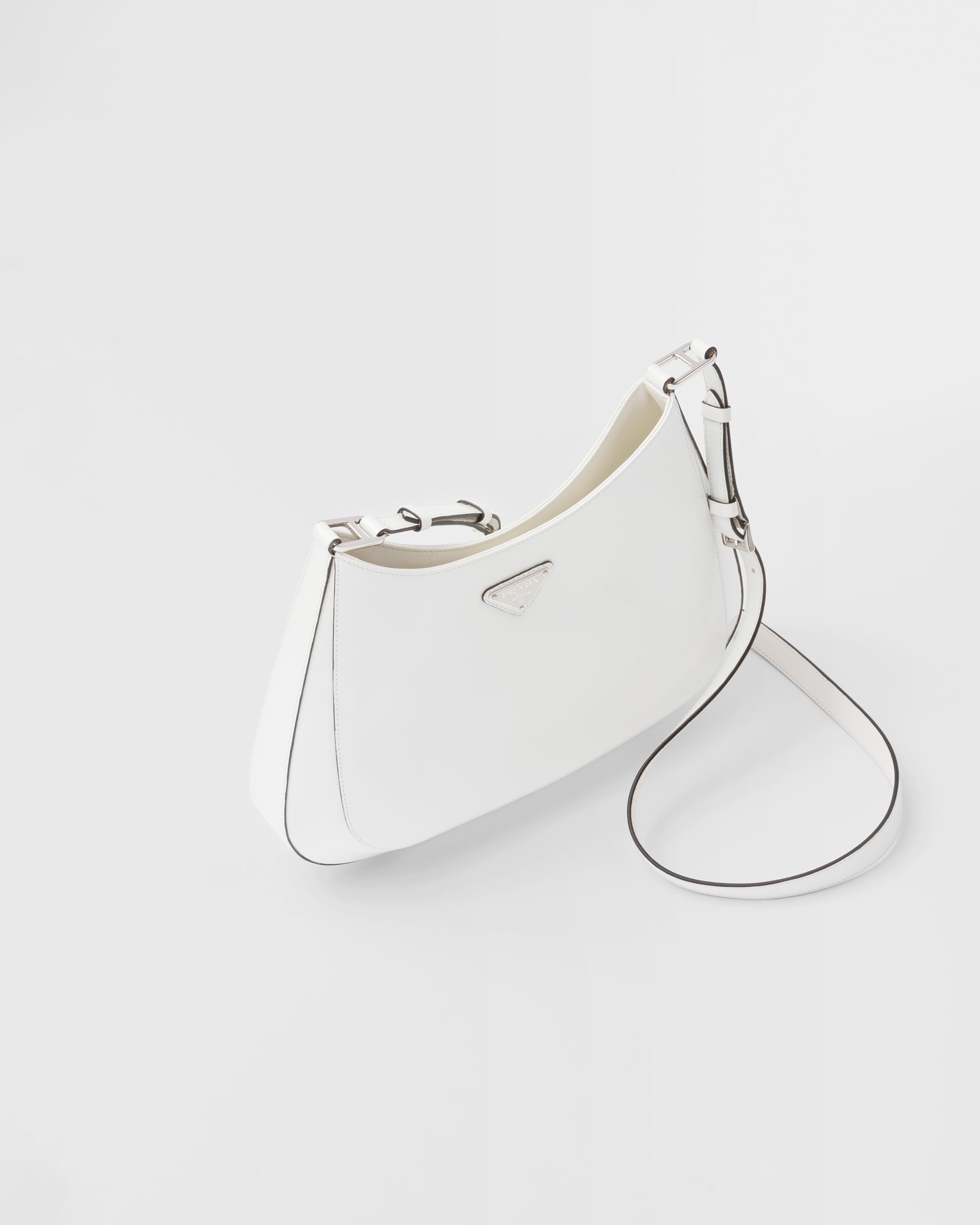 Cleo flap leather handbag Prada White in Leather - 35460102