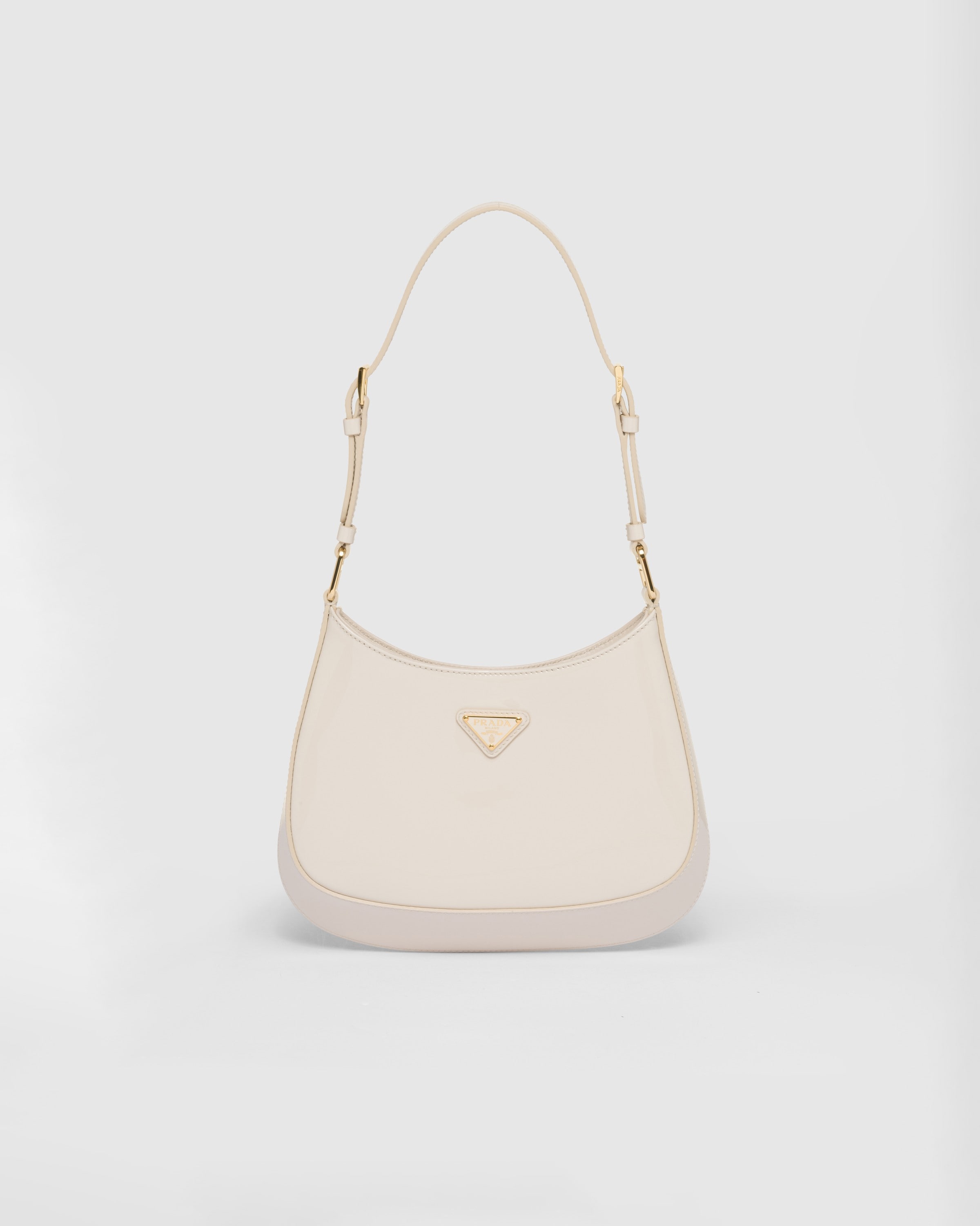 Prada Cleo Patent Leather Bag In Ivory